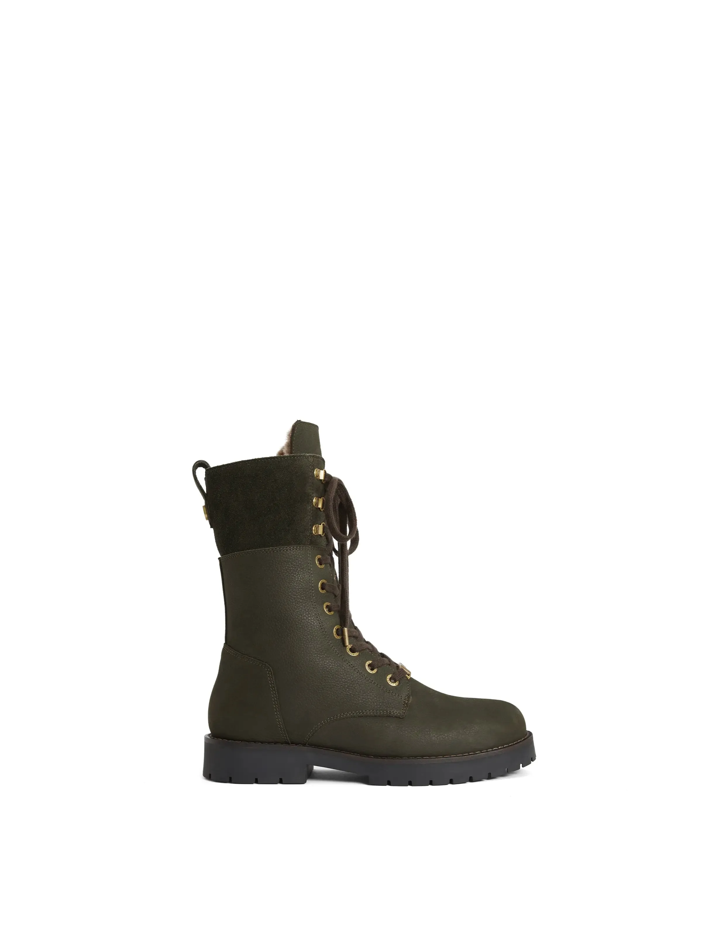 Casual Walk Shearling Lined Anglesey - Moss Green Nubuck