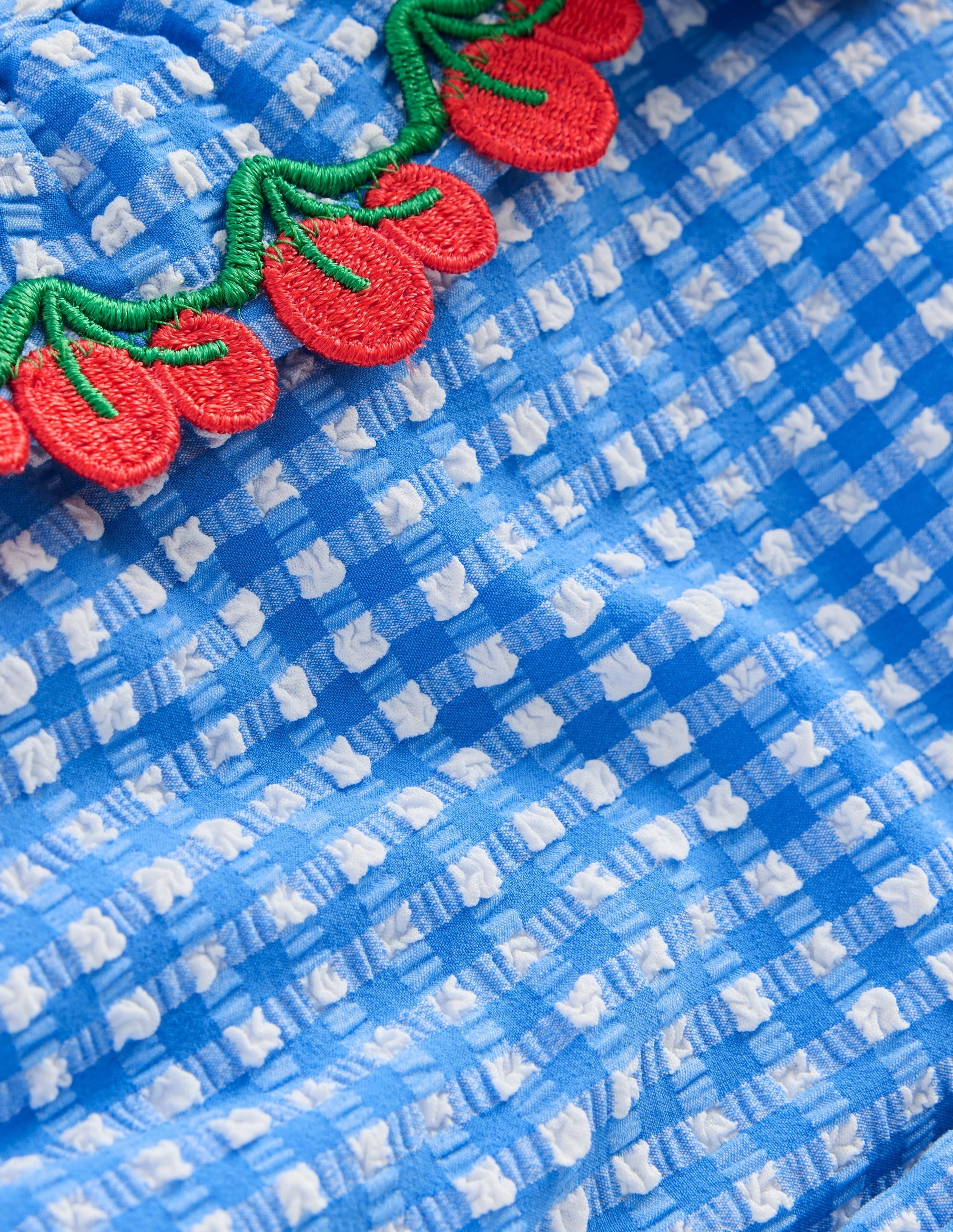 Tallulah Frill Bikini-Blue Gingham Cherries leisure time Quick Absorb Drainage