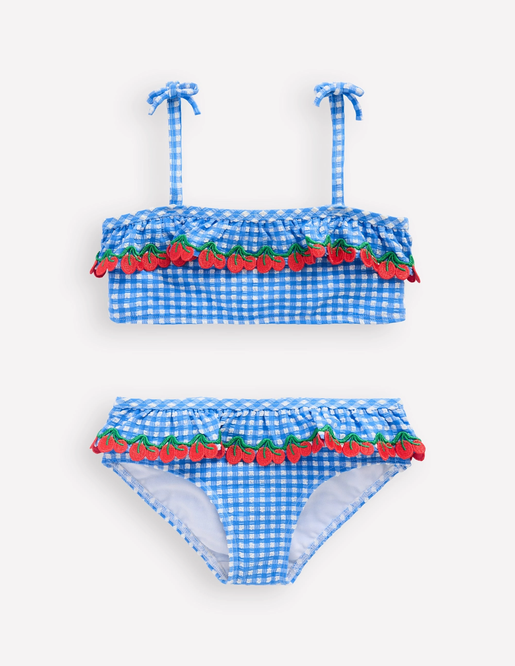 Tallulah Frill Bikini-Blue Gingham Cherries Coastal Fashion
