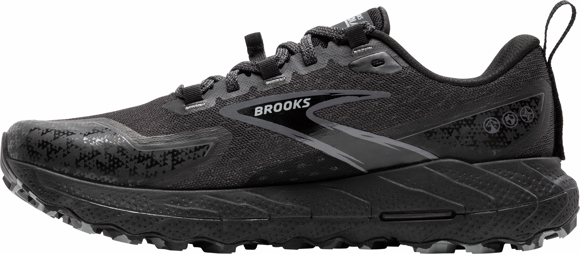 Molded Arch Cradle Asymmetric Cushion Pods Brooks Cascadia 18 Mens Trail Running Shoes - Black