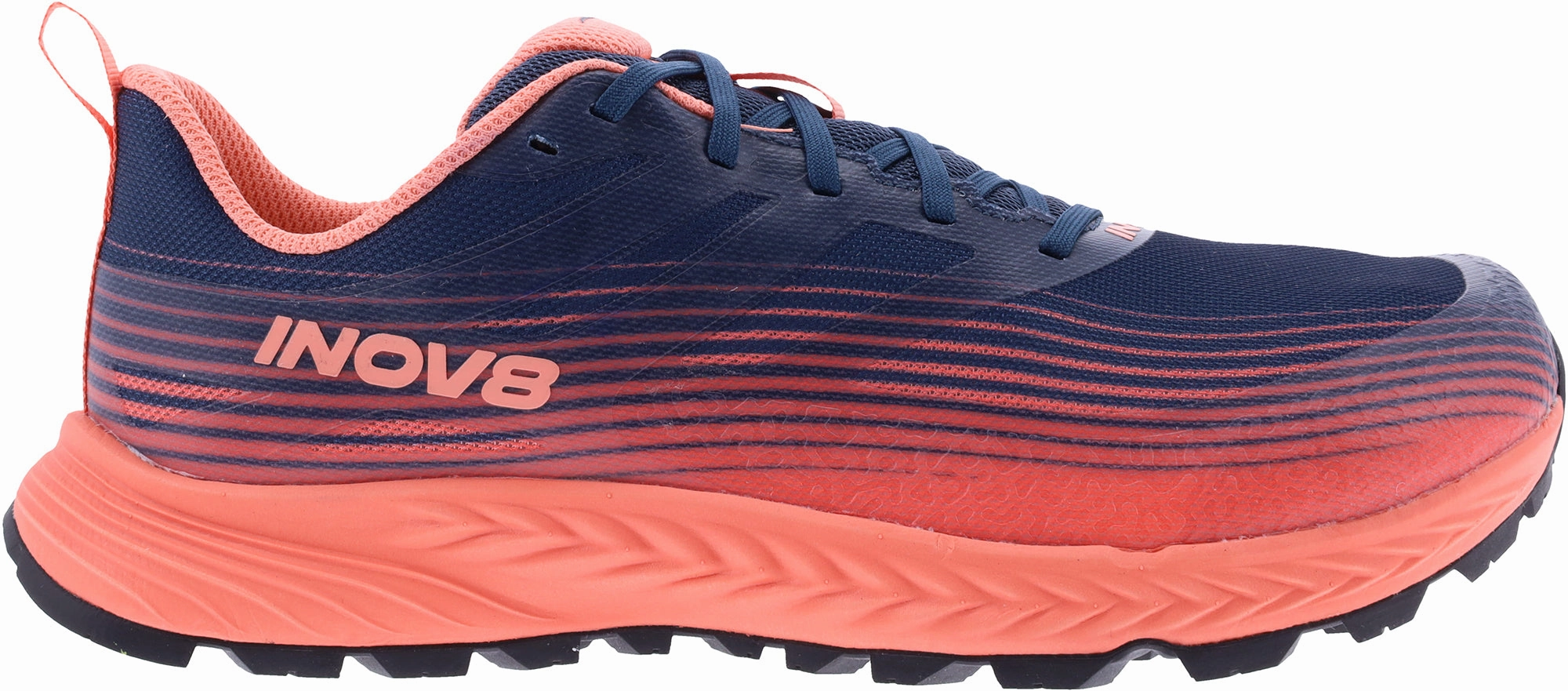 low - profile sole Bounce Back Inov8 TrailFly Speed WIDE FIT Womens Trail Running Shoes - Blue