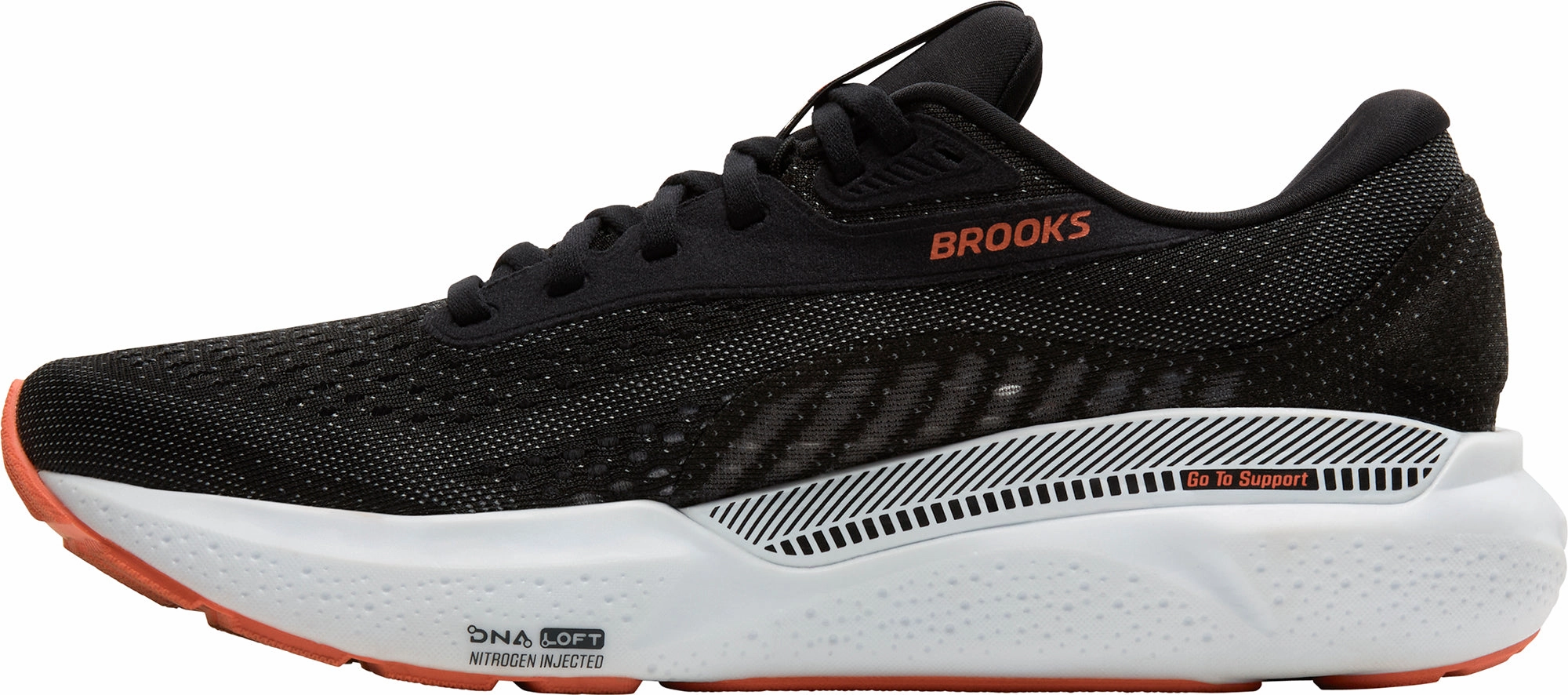 Brooks Adrenaline GTS 24 Mens Running Shoes - Black long - distance capable Reinforced Seams