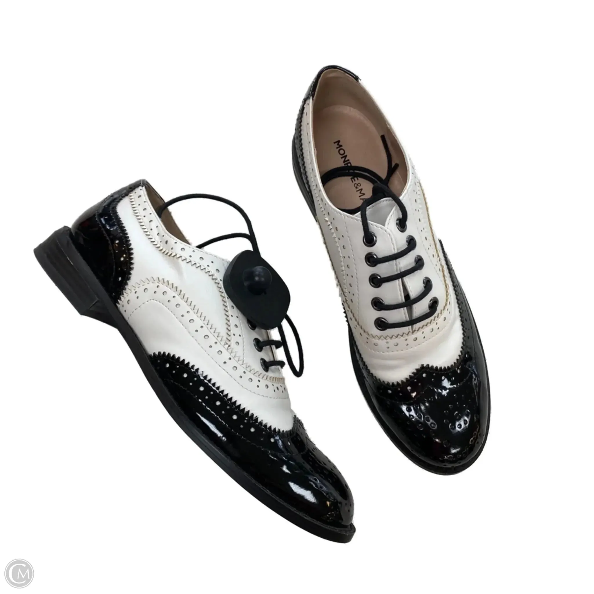 Chic Minimalist Design Shoes Flats By Monroe And Main In Black & White, Size: 7.5