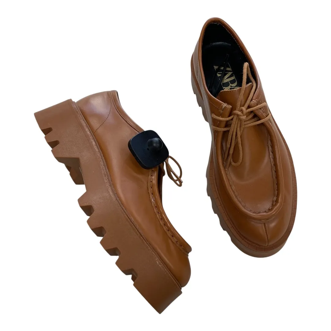 Padded Tongue Travel Friendly Footwear Shoes Flats By Zara In Brown, Size:6.5