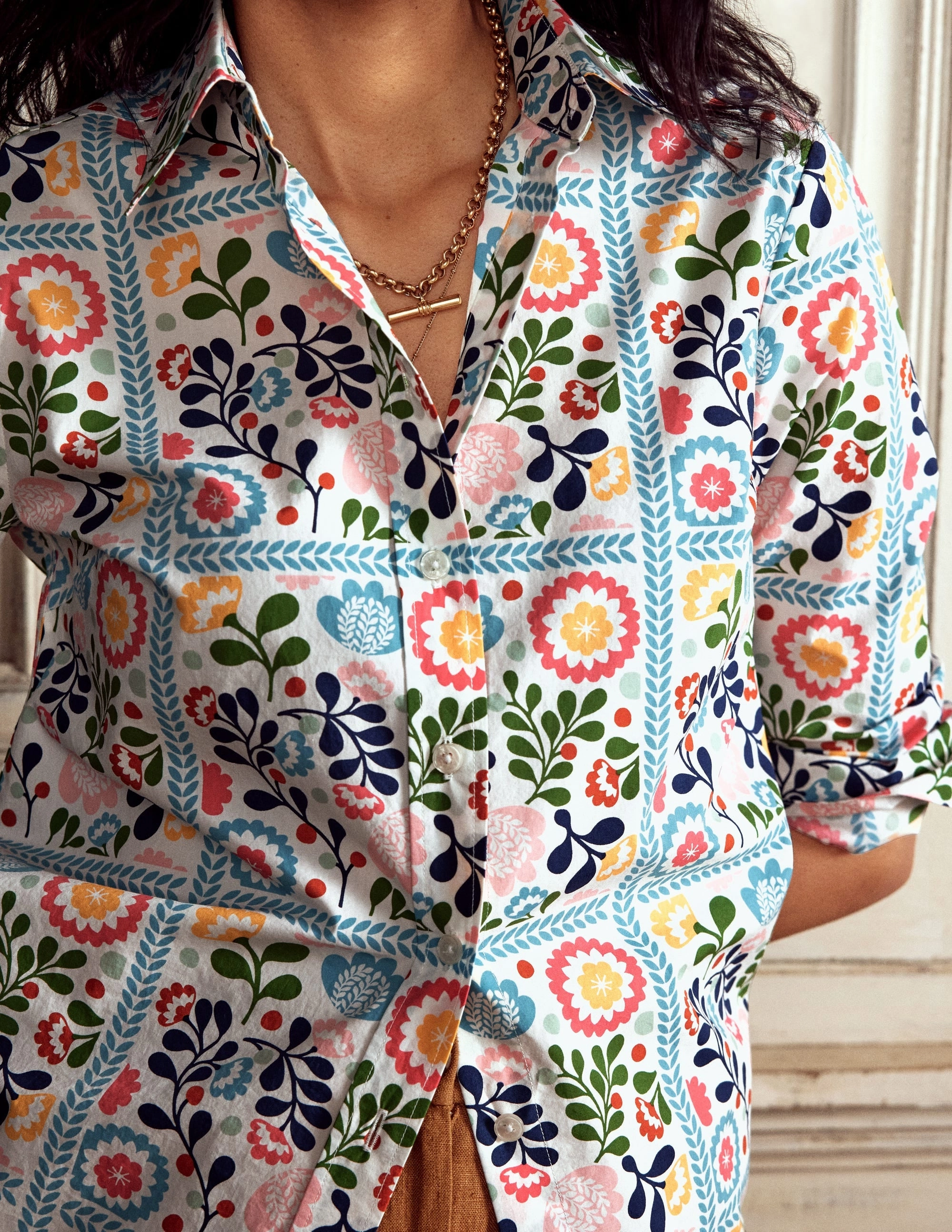 Sienna Cotton Shirt-Multi, Vine Tile Active Lifestyle