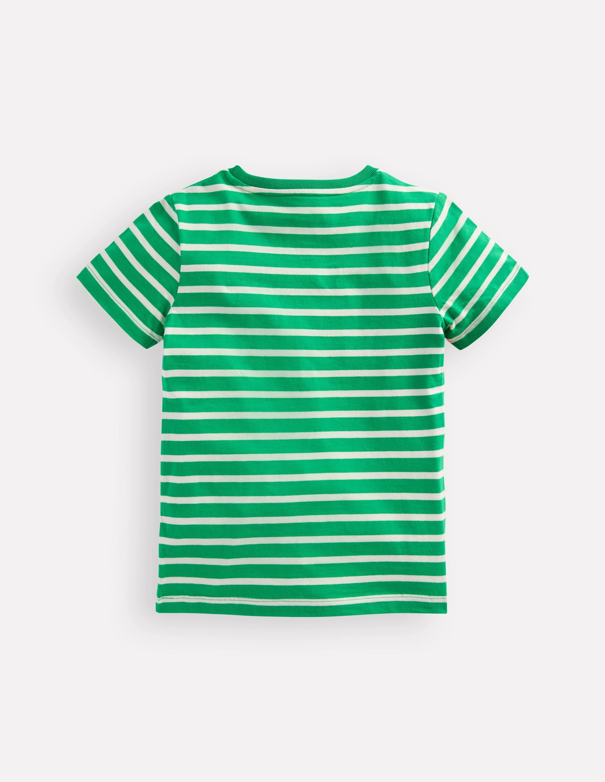 Short Sleeve Appliqu?? T-shirt-Bright Green Striped Monkeys Wrinkle-Free