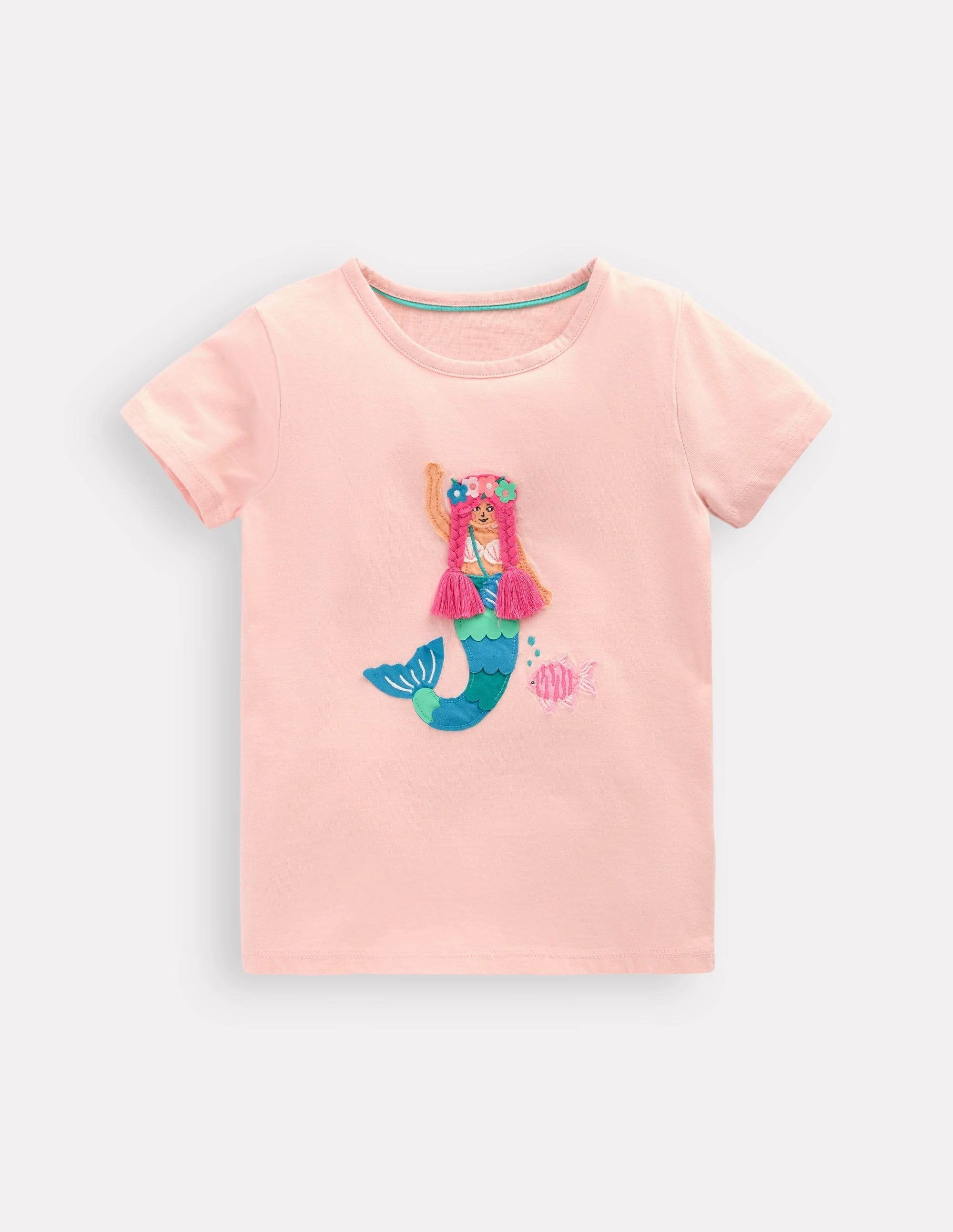 Short Sleeve Appliqu?? T-shirt-Chalk Pink Mermaid Perfect for Any Outfit
