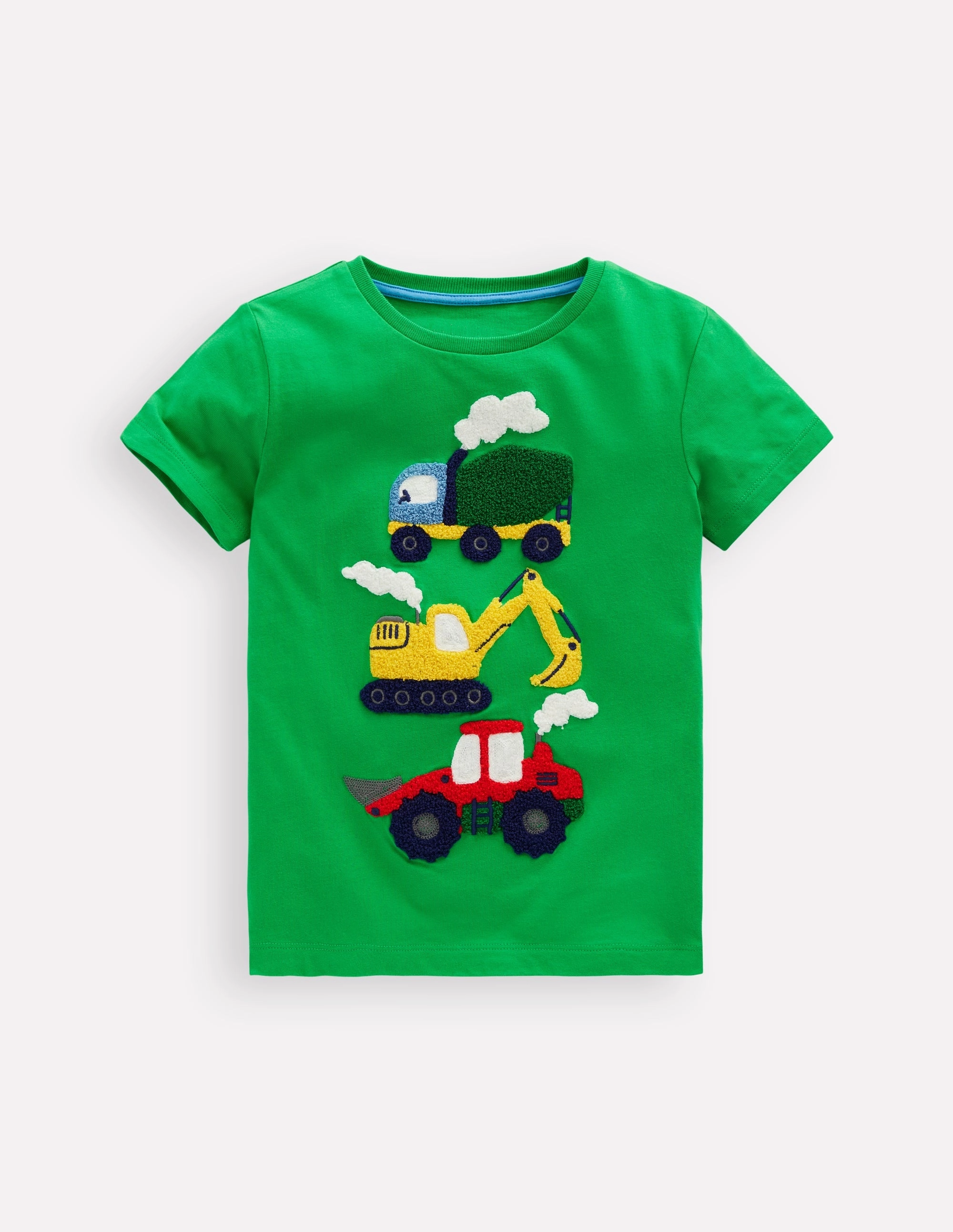 Quick Layer Fit Holiday Style Trend Short Sleeve Boucl?? T-shirt-Green Construction Vehicles