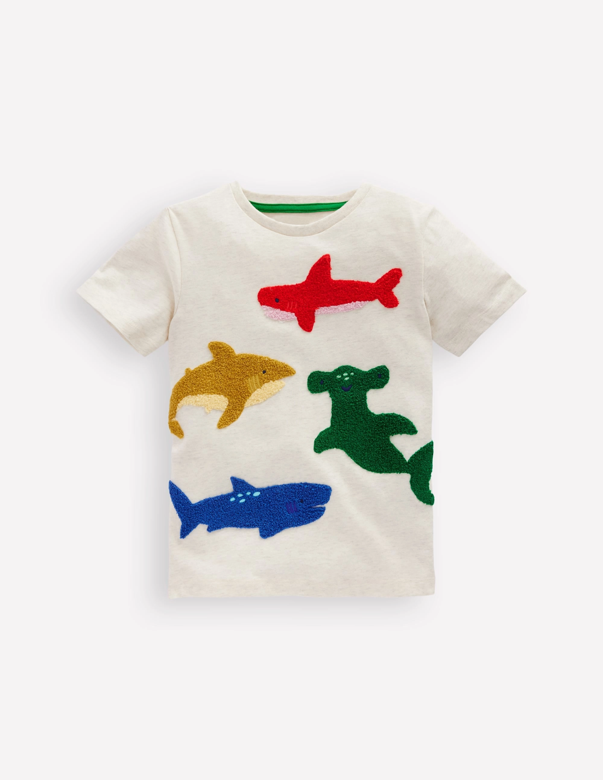 Short Sleeve Boucl?? T-shirt-Ivory Sharks Relaxed Torso Fit