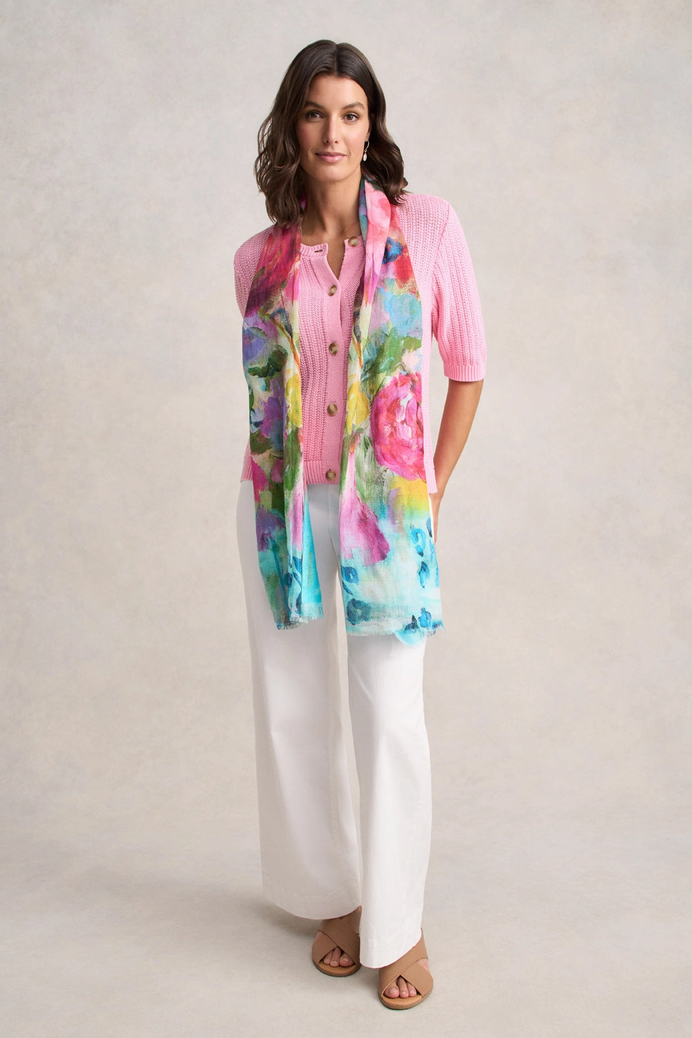 Slim Fit Design Ventilated Panel Design Short Sleeve Cardigan - Petal Pink