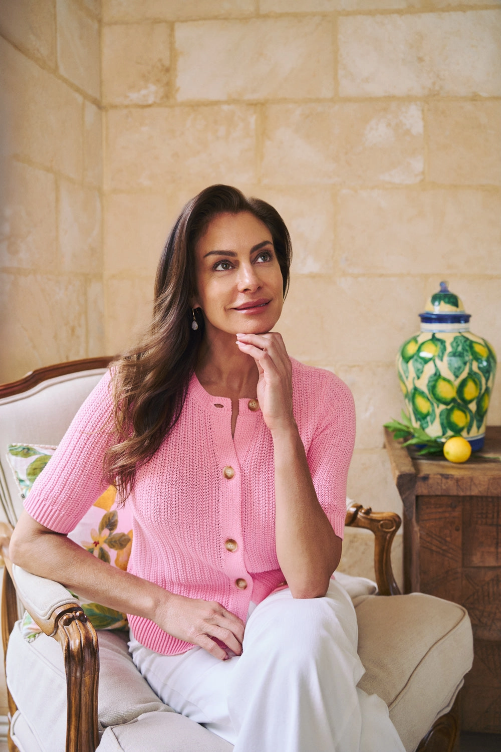 Summer Wardrobe Soft Brushed Lining Short Sleeve Cardigan - Petal Pink