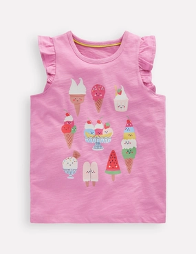 Short Sleeve Frill Logo Top-Chalk Pink Ice Creams Basic Layer