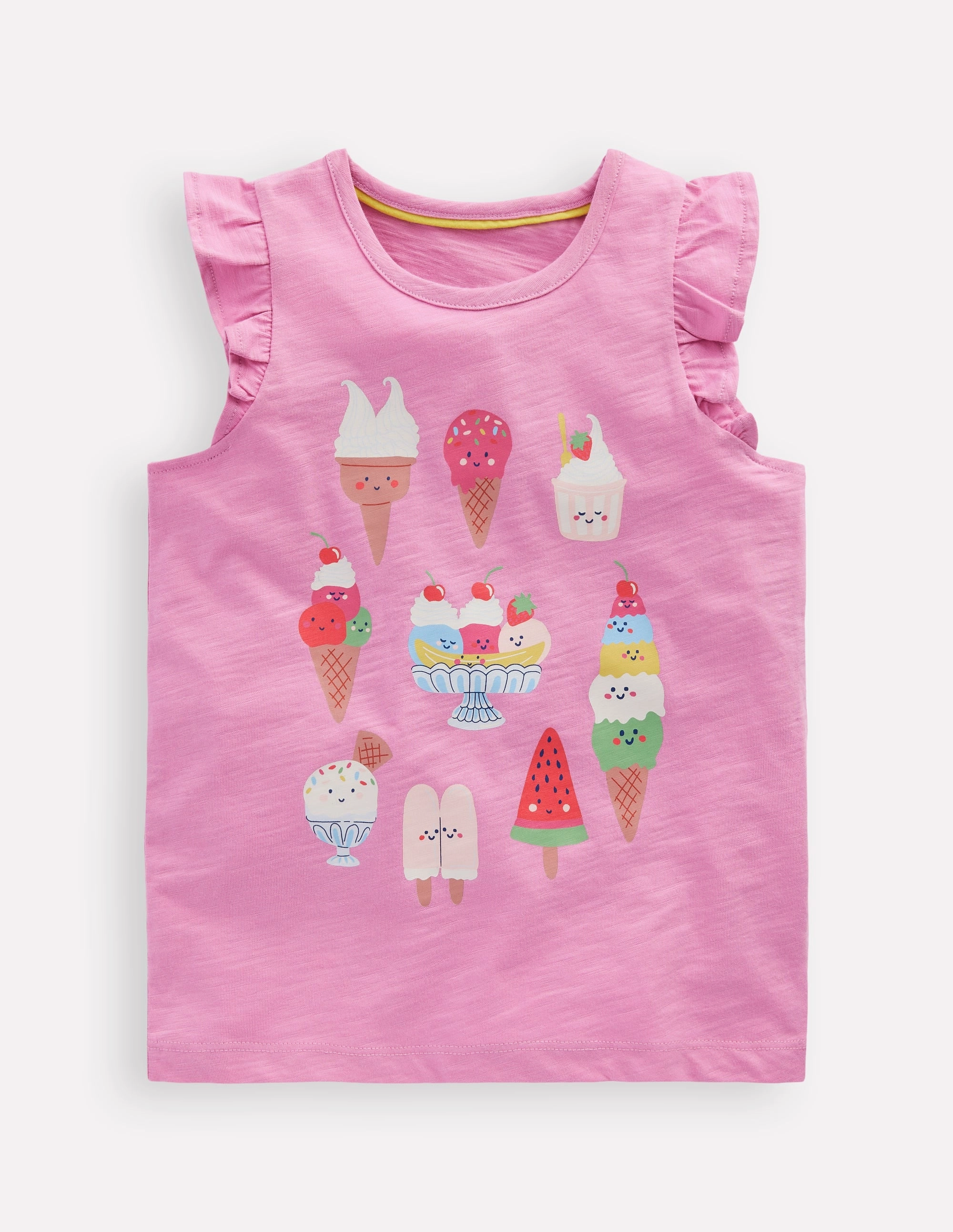 Short Sleeve Frill Logo Top-Chalk Pink Ice Creams Basic Layer