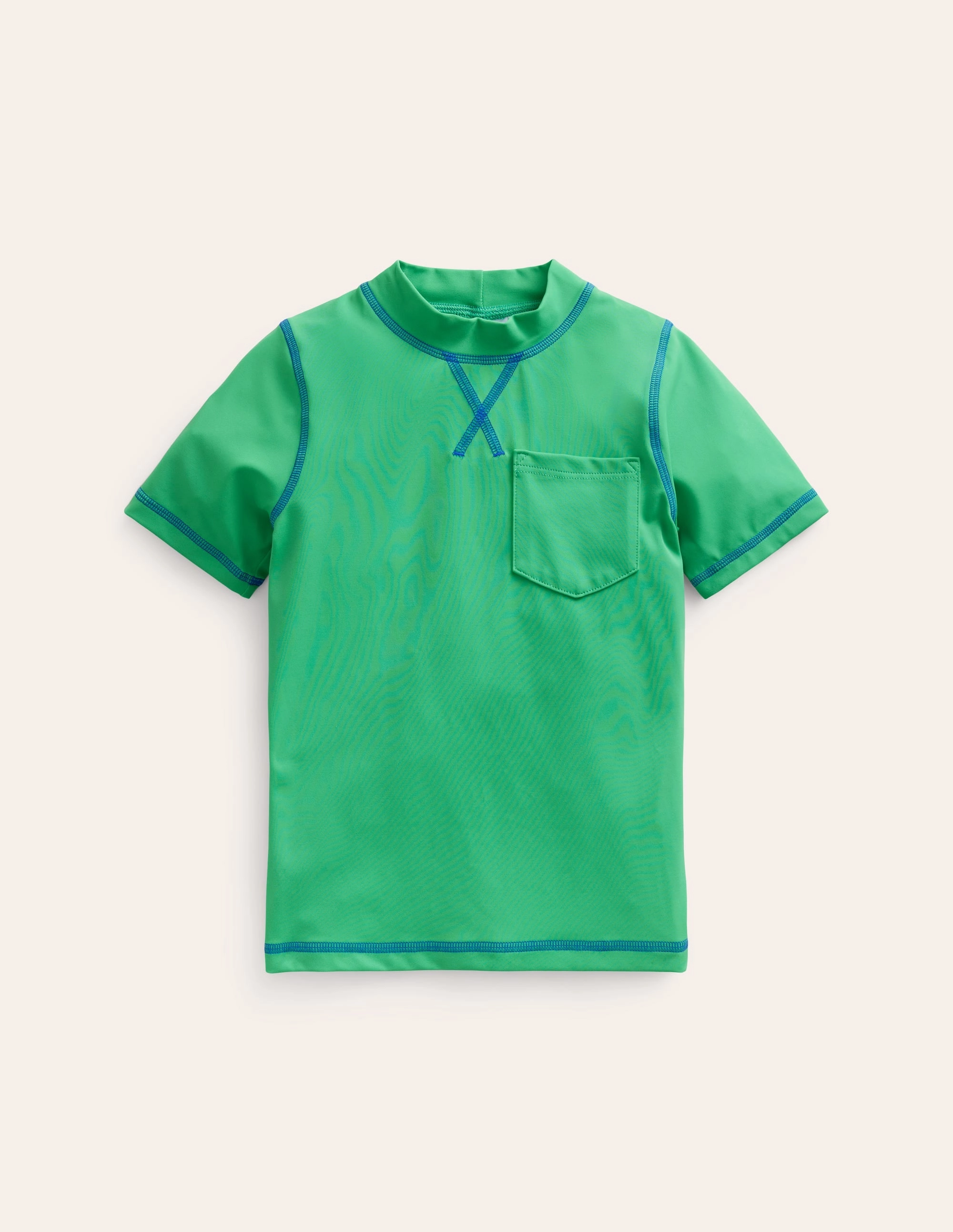 Short Sleeve Rash Vest-Pea Green Comfort Swim Mesh Ventilation Zones