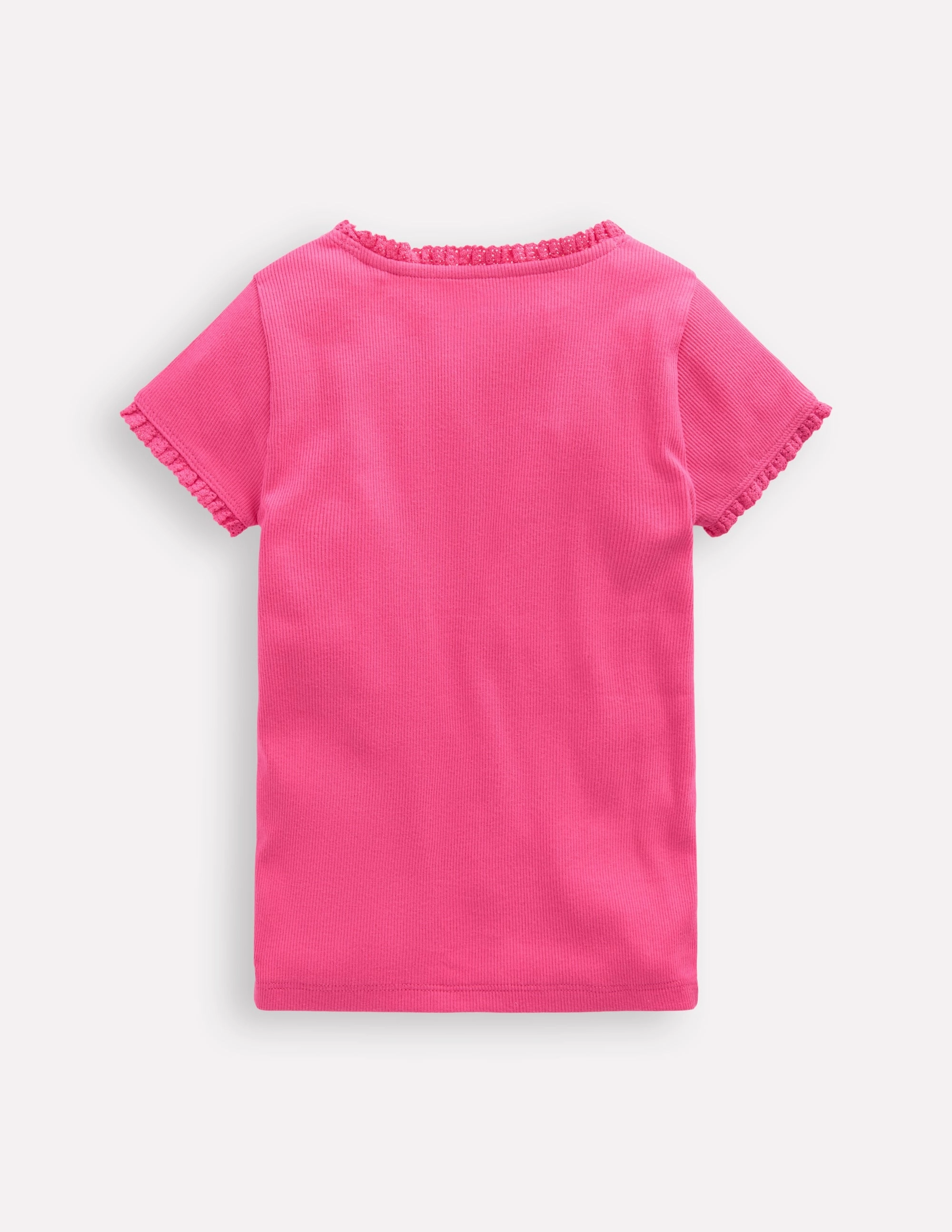 Short Sleeve Ribbed T-shirt-Flamingo Pink Easy Layering Chic Comfort