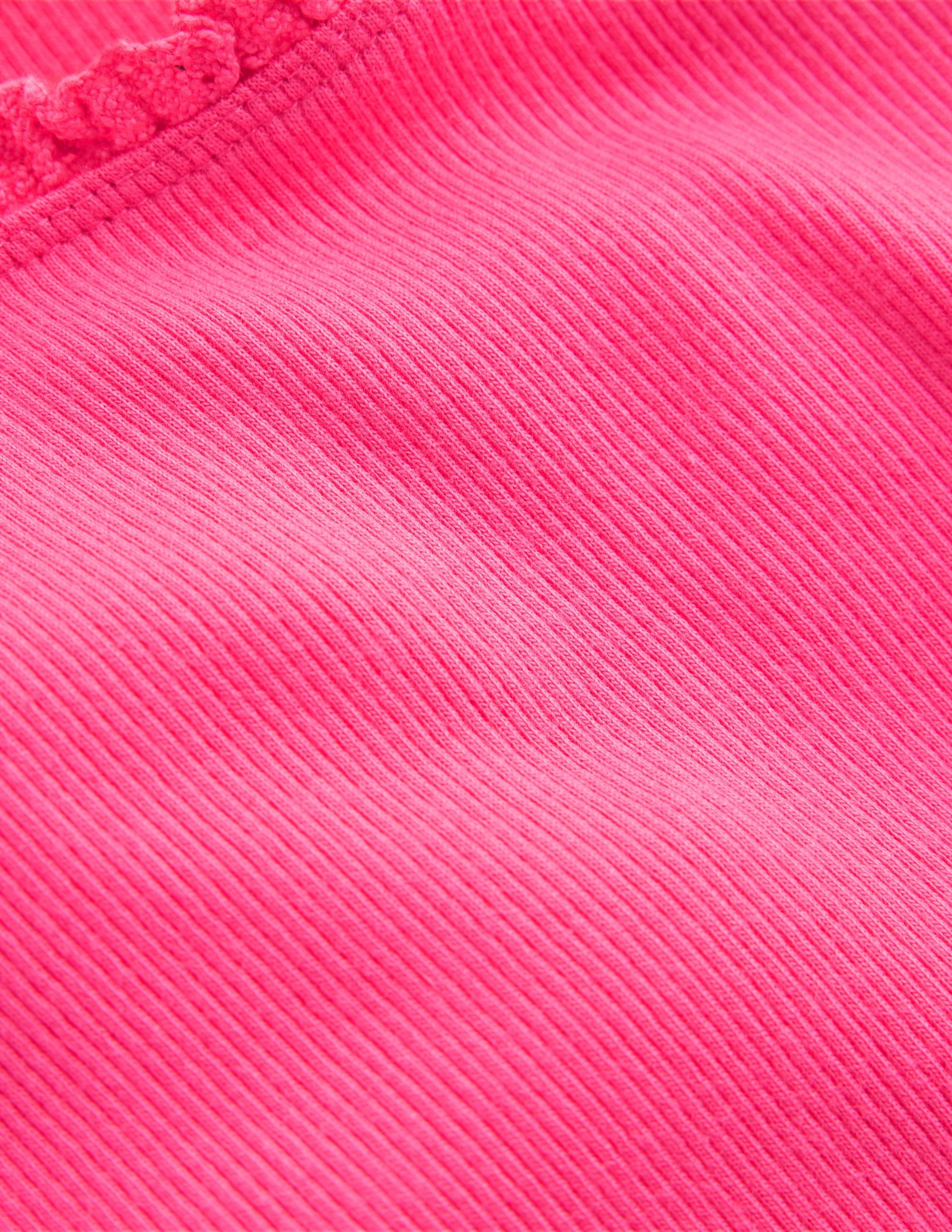 Classic Look Short Sleeve Ribbed T-shirt-Flamingo Pink