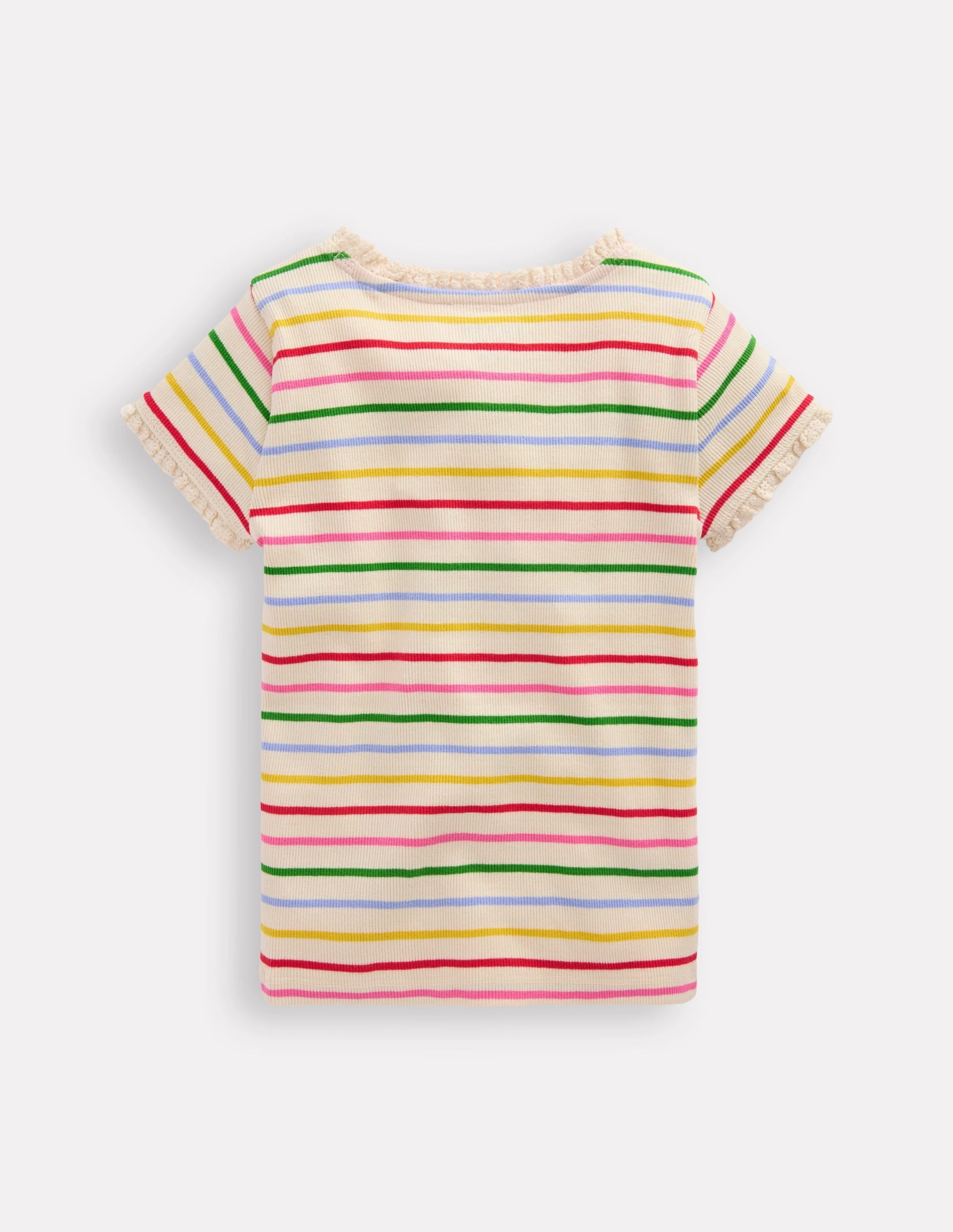 Cozy Performance Trendy All-Day Short Sleeve Ribbed T-shirt-Multi Stripe