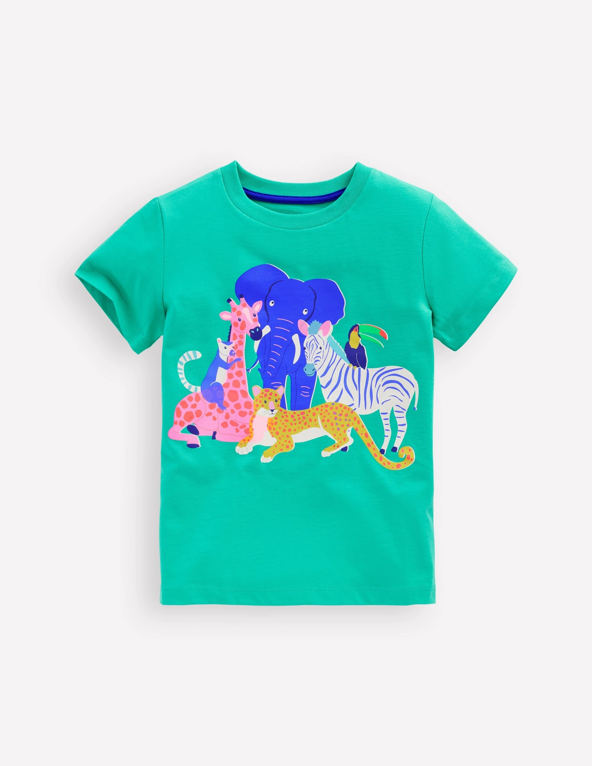 Performance Layer Tight fit sexiness Short Sleeve Riso T-Shirt-Aquamarine Blue Jungle Animals