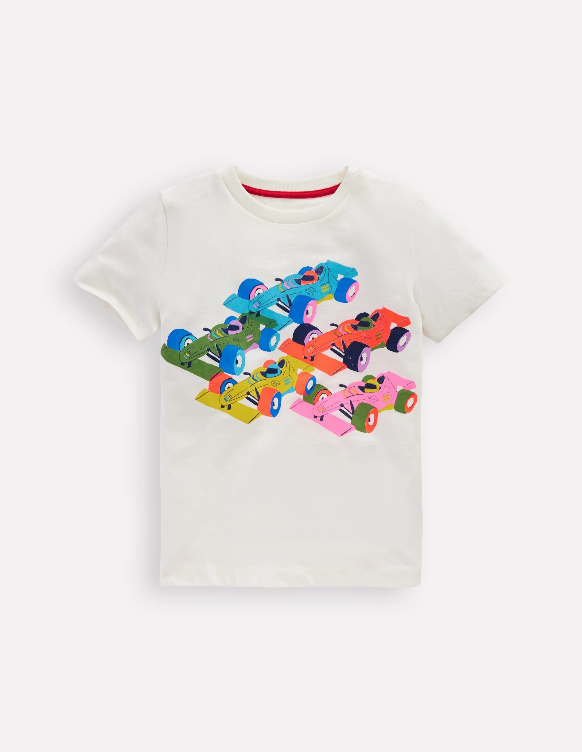 LightweightBlend Short Sleeve Riso T-Shirt-Soft Ivory Race Cars