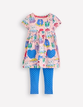 Short-sleeved print tunic set-Chalk Pink Parade Pets Cozy Essentials