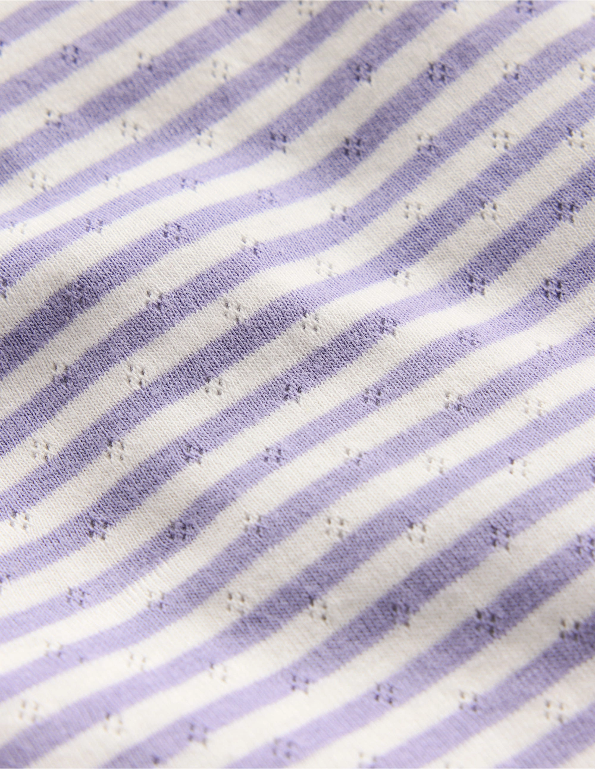 Holiday Comfort Style Fun and Comfortable Short-sleeved Ruffle Pointelle-Misty Lavender/Soft Ivory