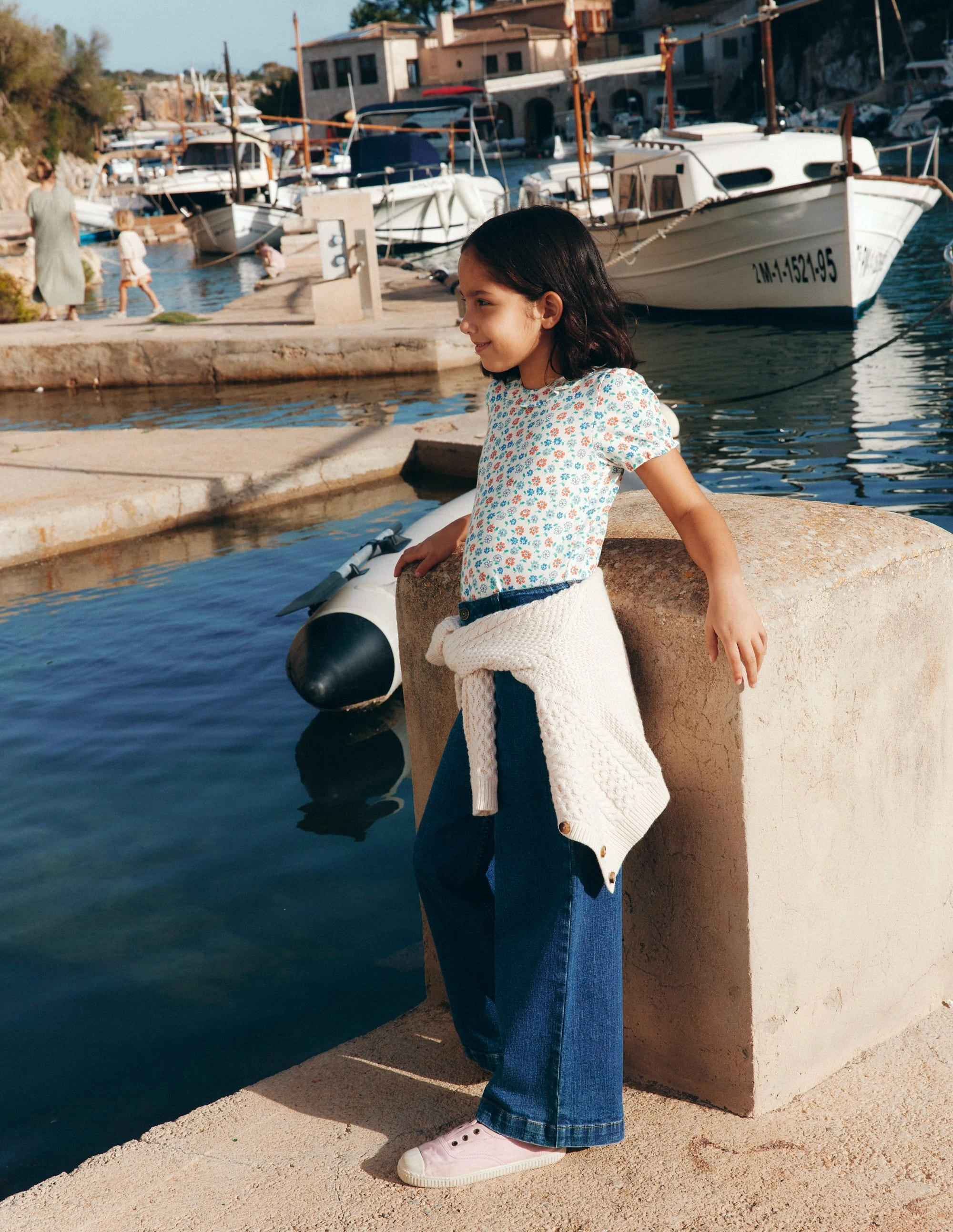 Comfy Style Customer Favorite Short-sleeved Ruffle Pointelle-Vanilla White Vintage Daisy