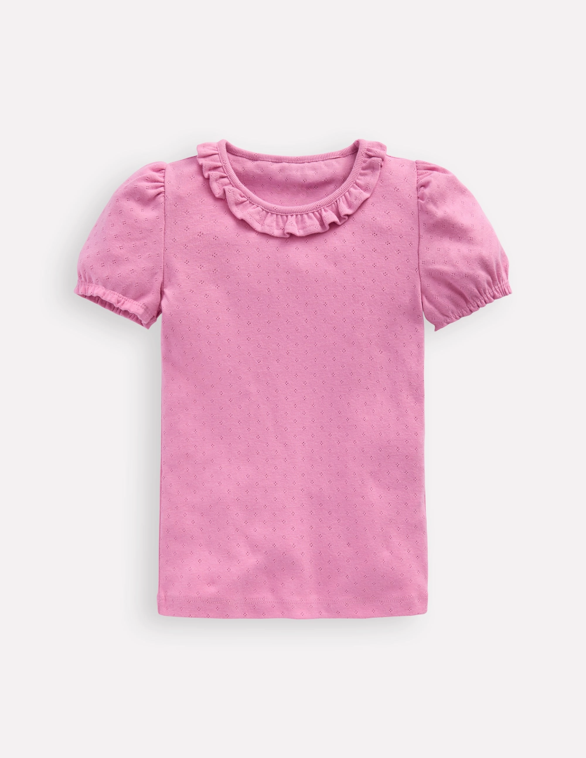 Short-sleeved Ruffle Pointelle-Vintage Mauve Travel Comfort Style