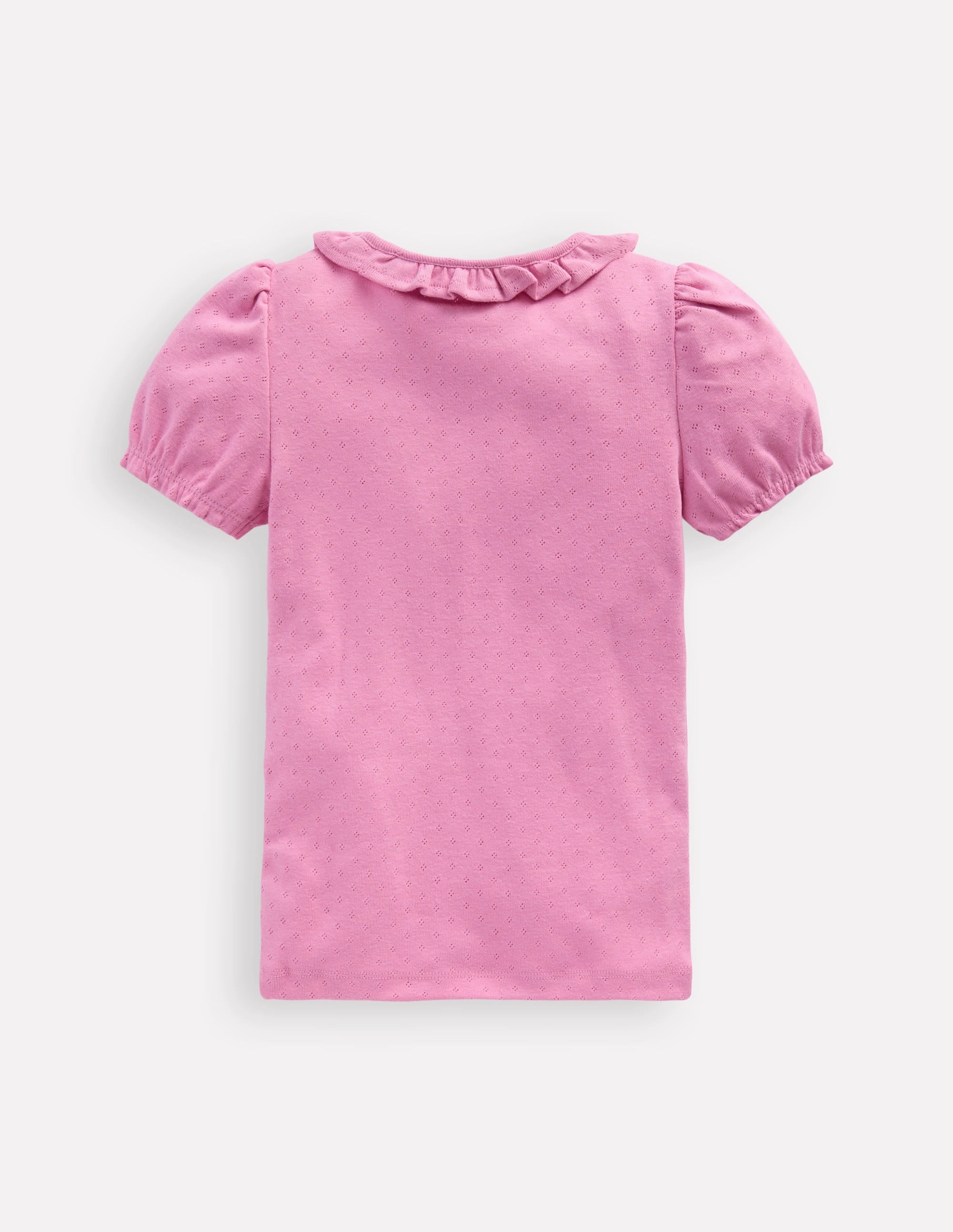 Layering Wear Weekend Essential Short-sleeved Ruffle Pointelle-Vintage Mauve