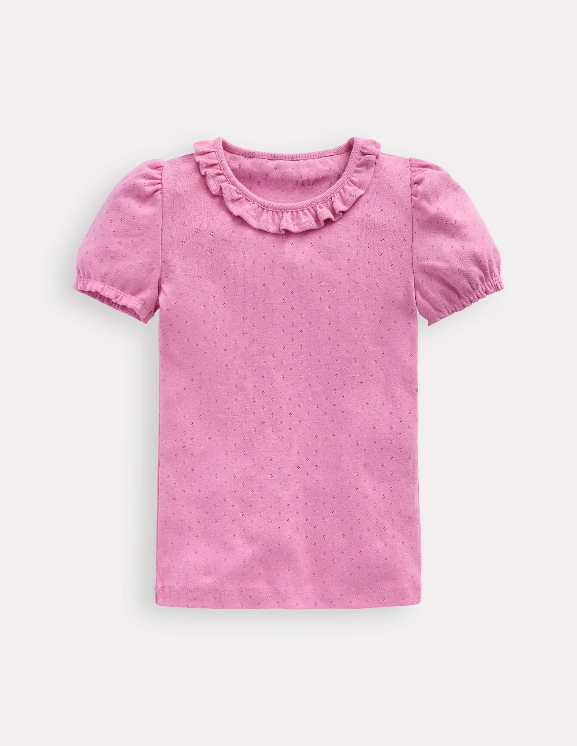 Unisex Fit All-Season Wear Short-sleeved Ruffle Pointelle-Vintage Mauve