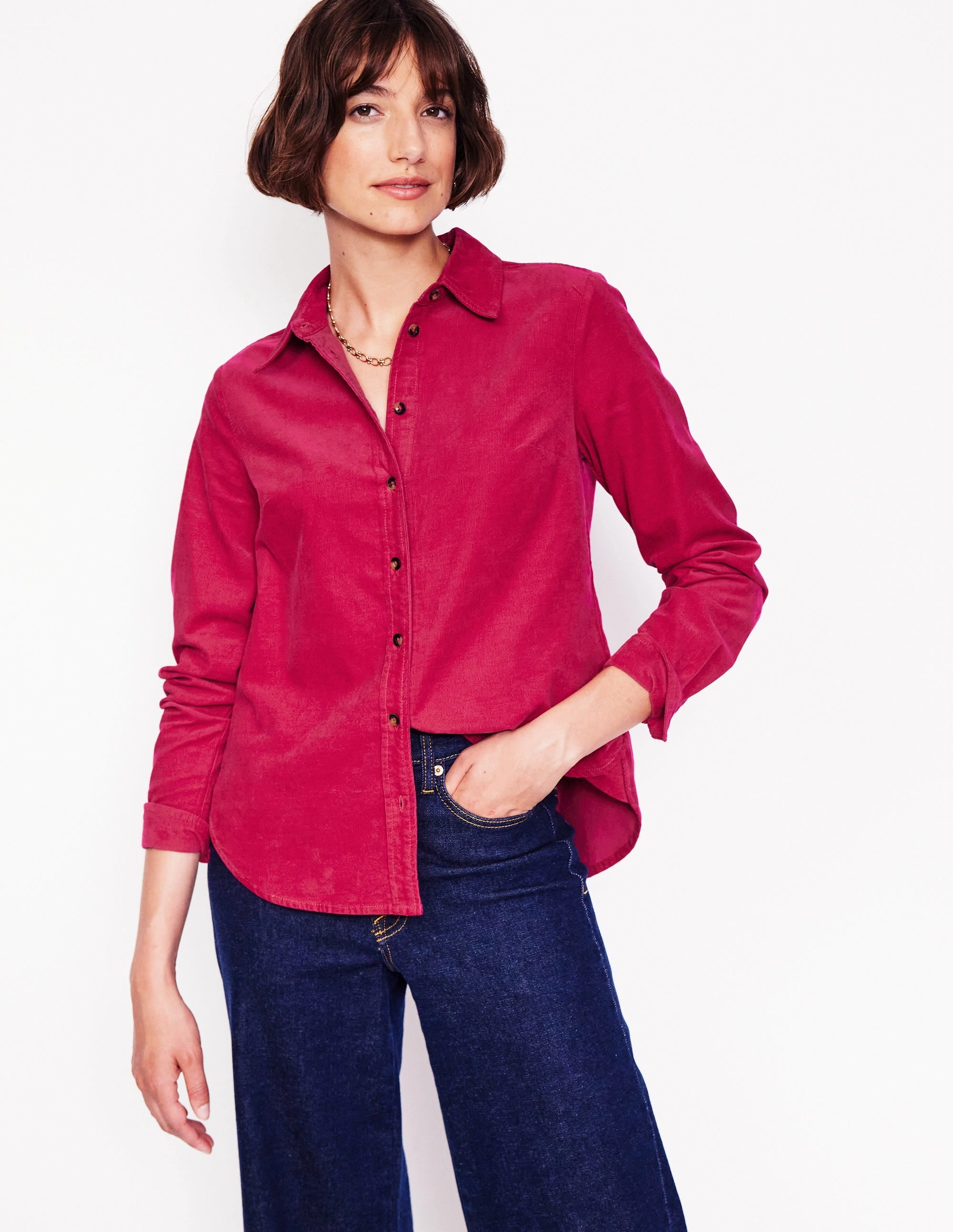 Sienna Cord Shirt-Cherry Jam Active Trend Look