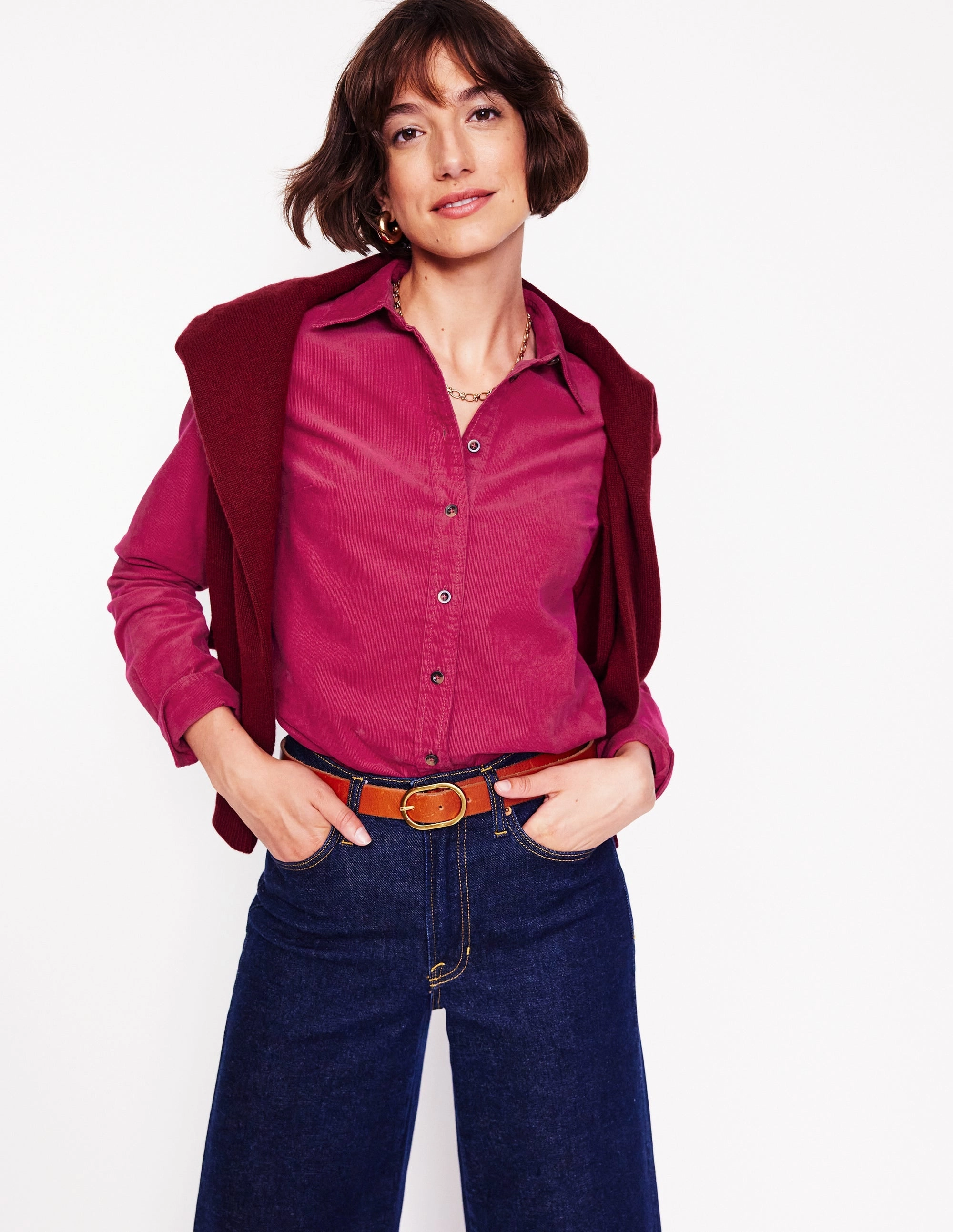 Non-toxic Soft and durable Sienna Cord Shirt-Cherry Jam