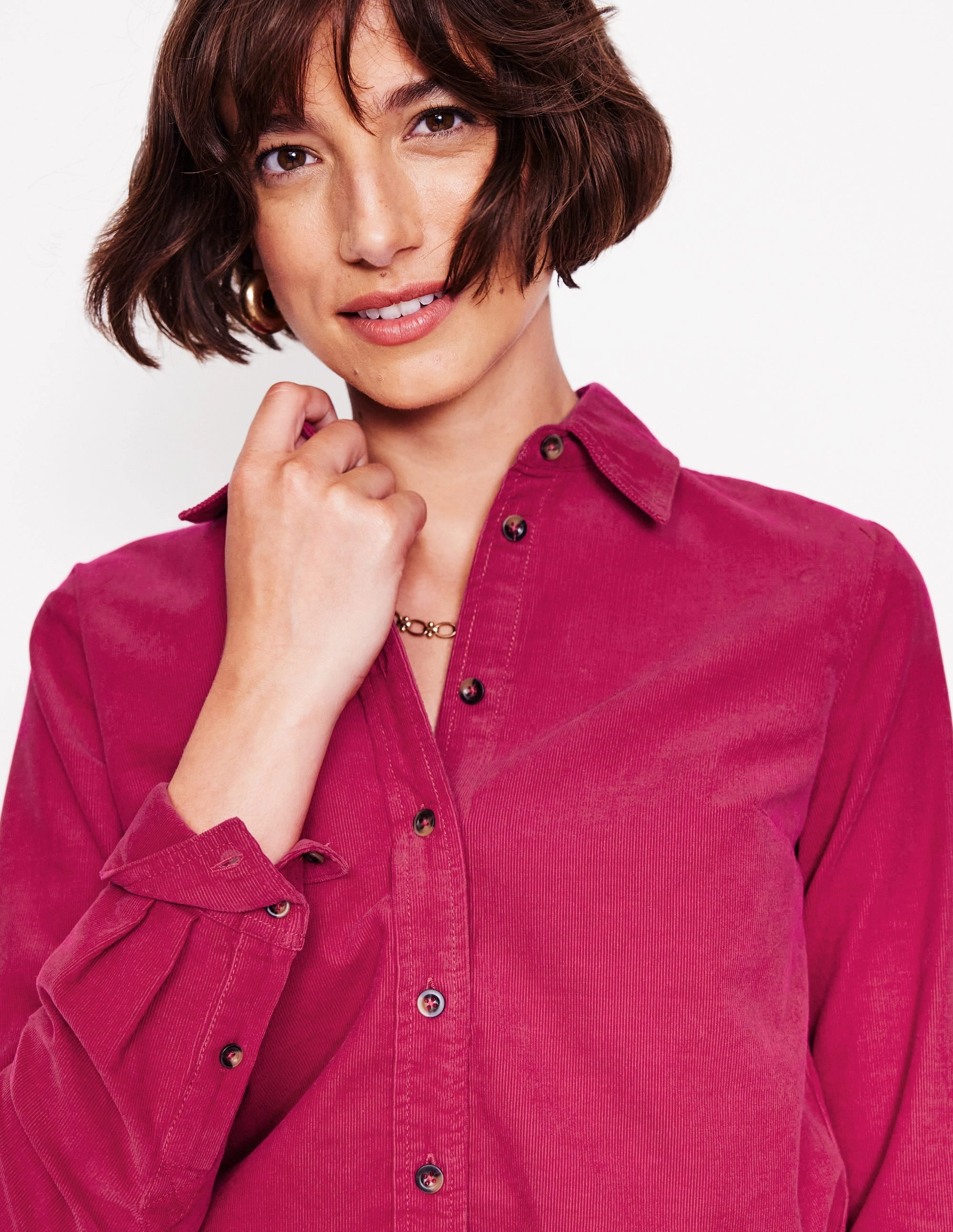 Sienna Cord Shirt-Cherry Jam WrinkleFreeFabric