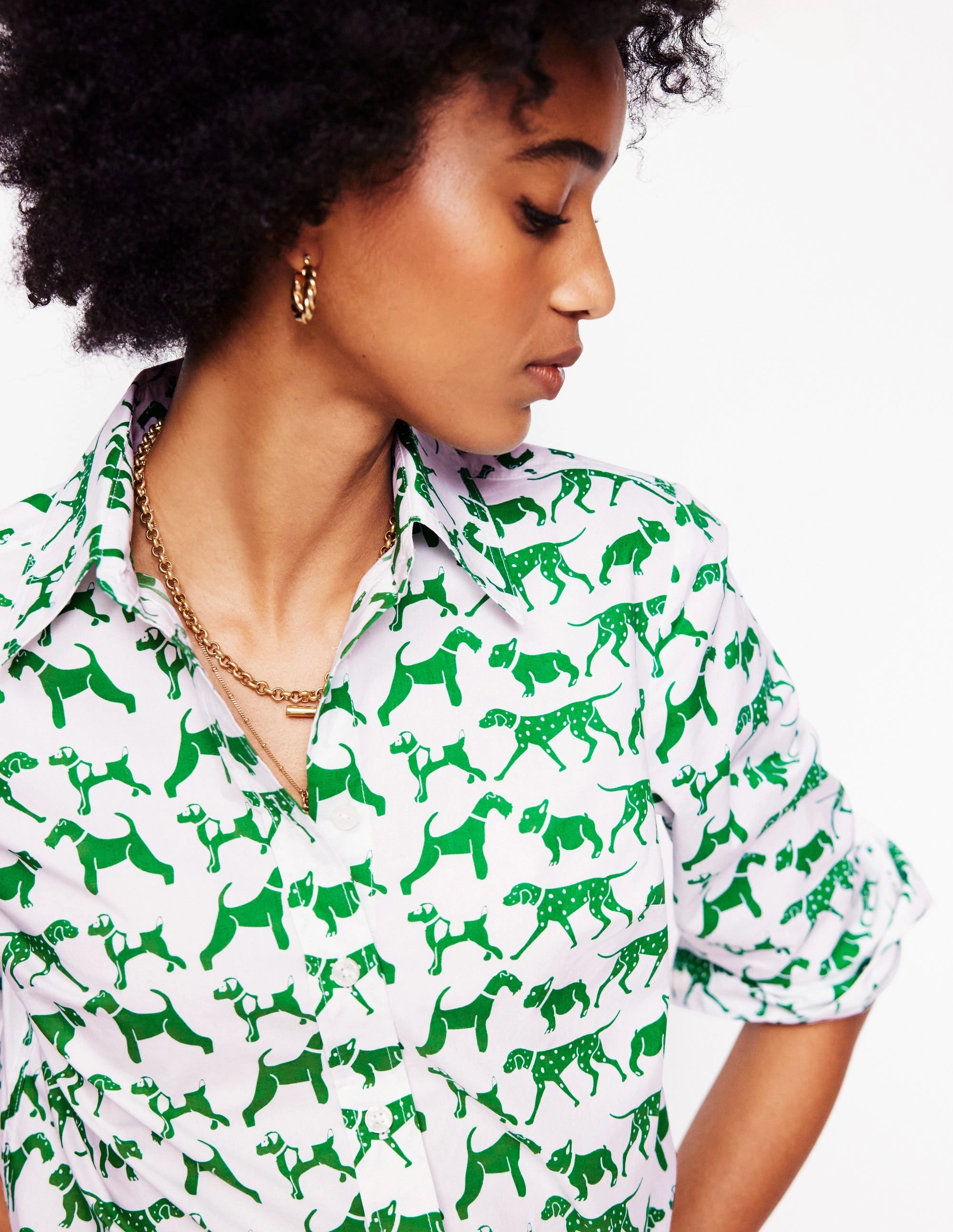 Sienna Cotton Shirt-Ivory, Janet And Friends Flexible stretch Printed design