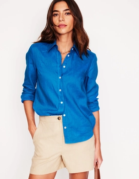 Good stretch Eco-friendly Sienna Linen Shirt-Cerulean Blue