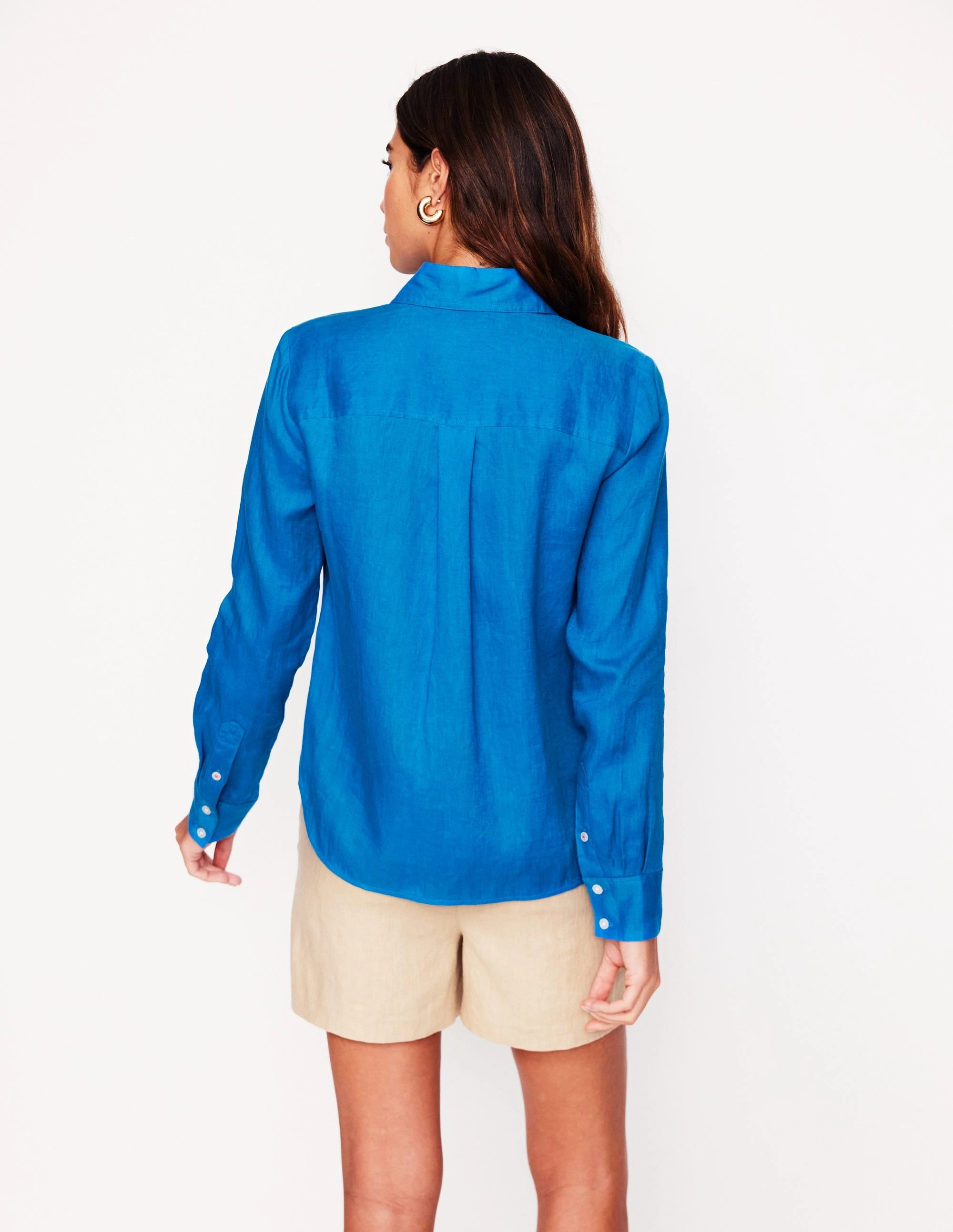 Vegan Sienna Linen Shirt-Cerulean Blue