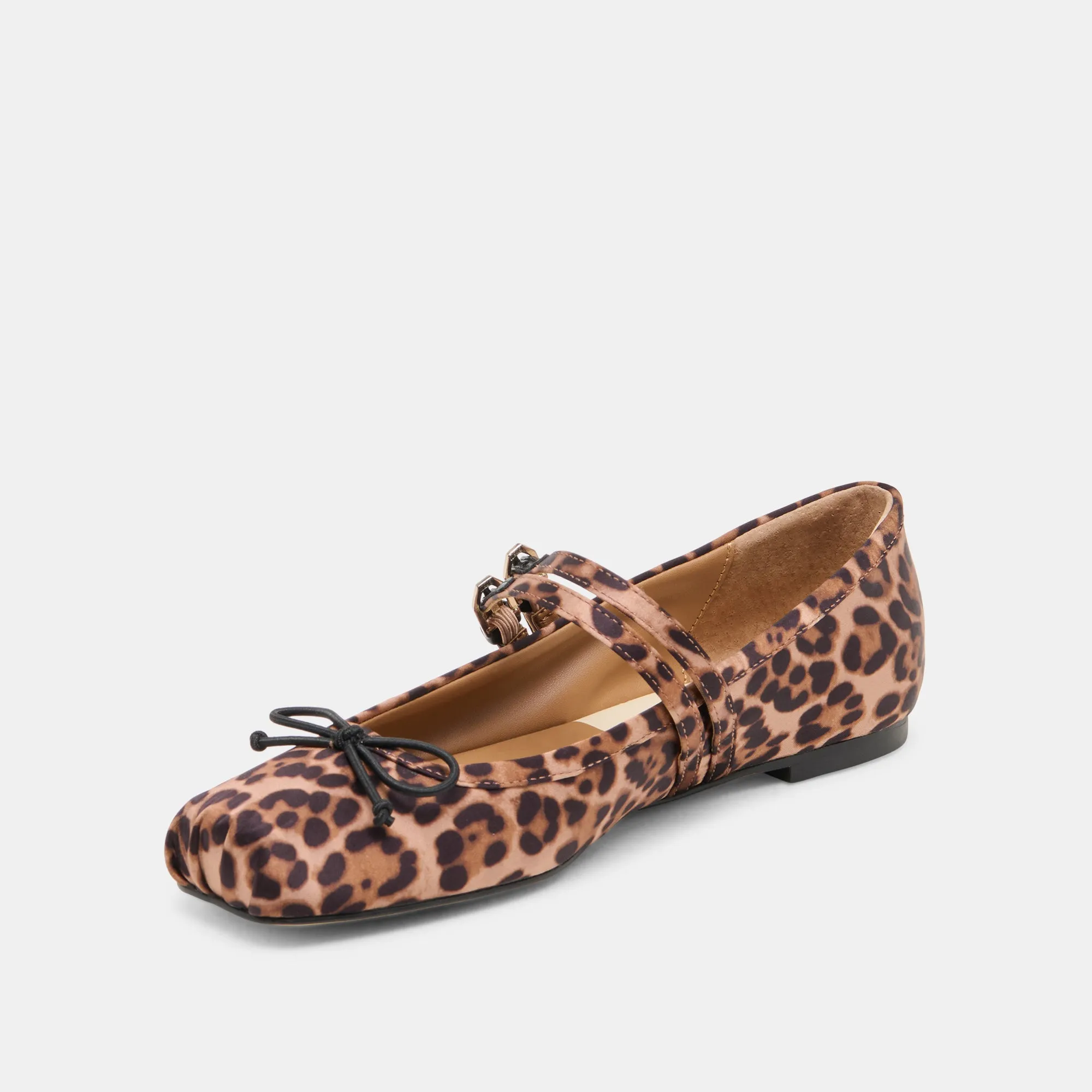 GIBSEN BALLET FLATS DK LEOPARD SATIN Wood Path Jog Glow