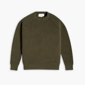 Ribbed Crewneck | Olive Yoke Design Non Static Finish