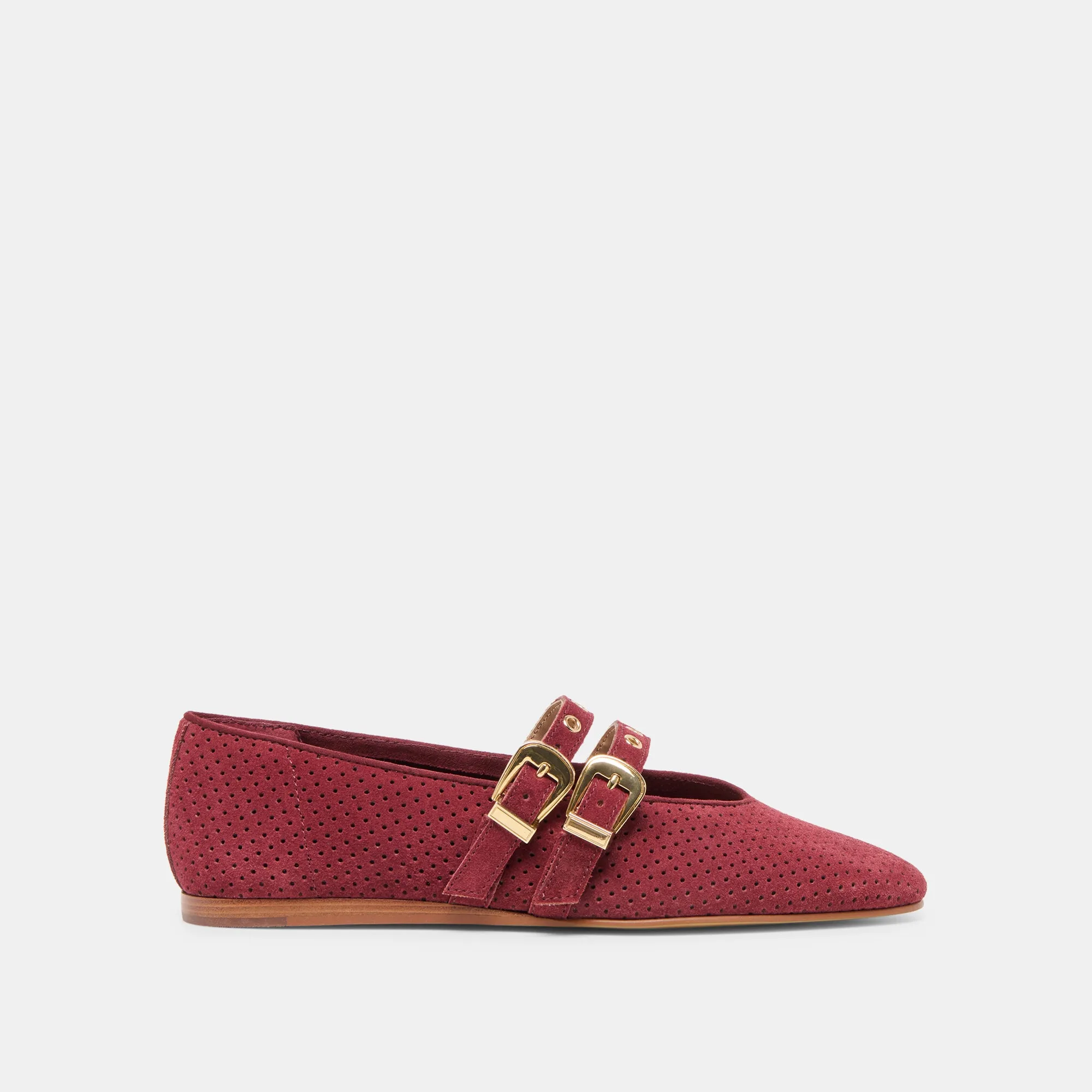Easy Footwear BAYLEE GROMMET BALLET FLATS OXBLOOD PERFORATED SUEDE
