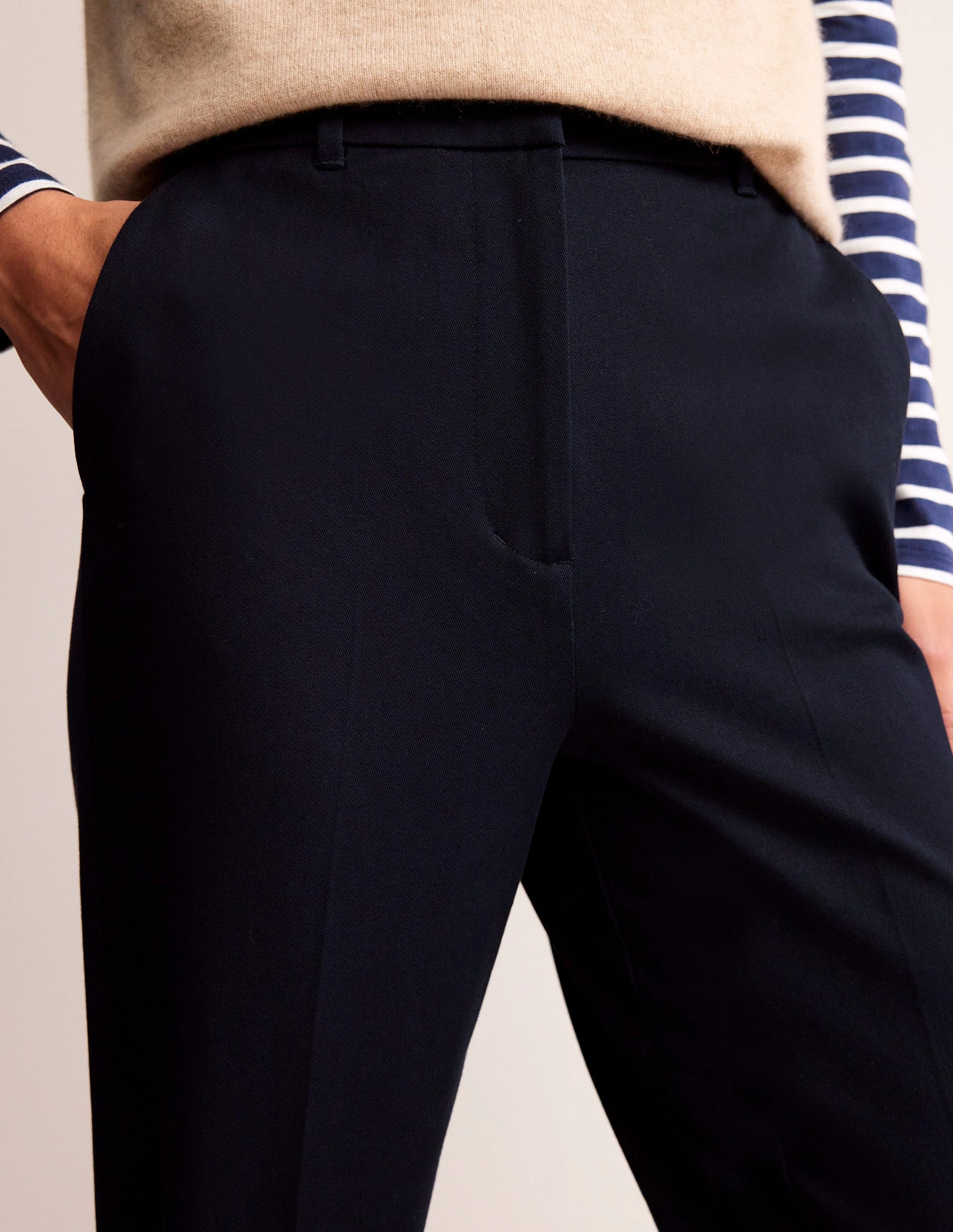 Kew Bi-Stretch Trousers-Navy Rubberized grip Tight Waist