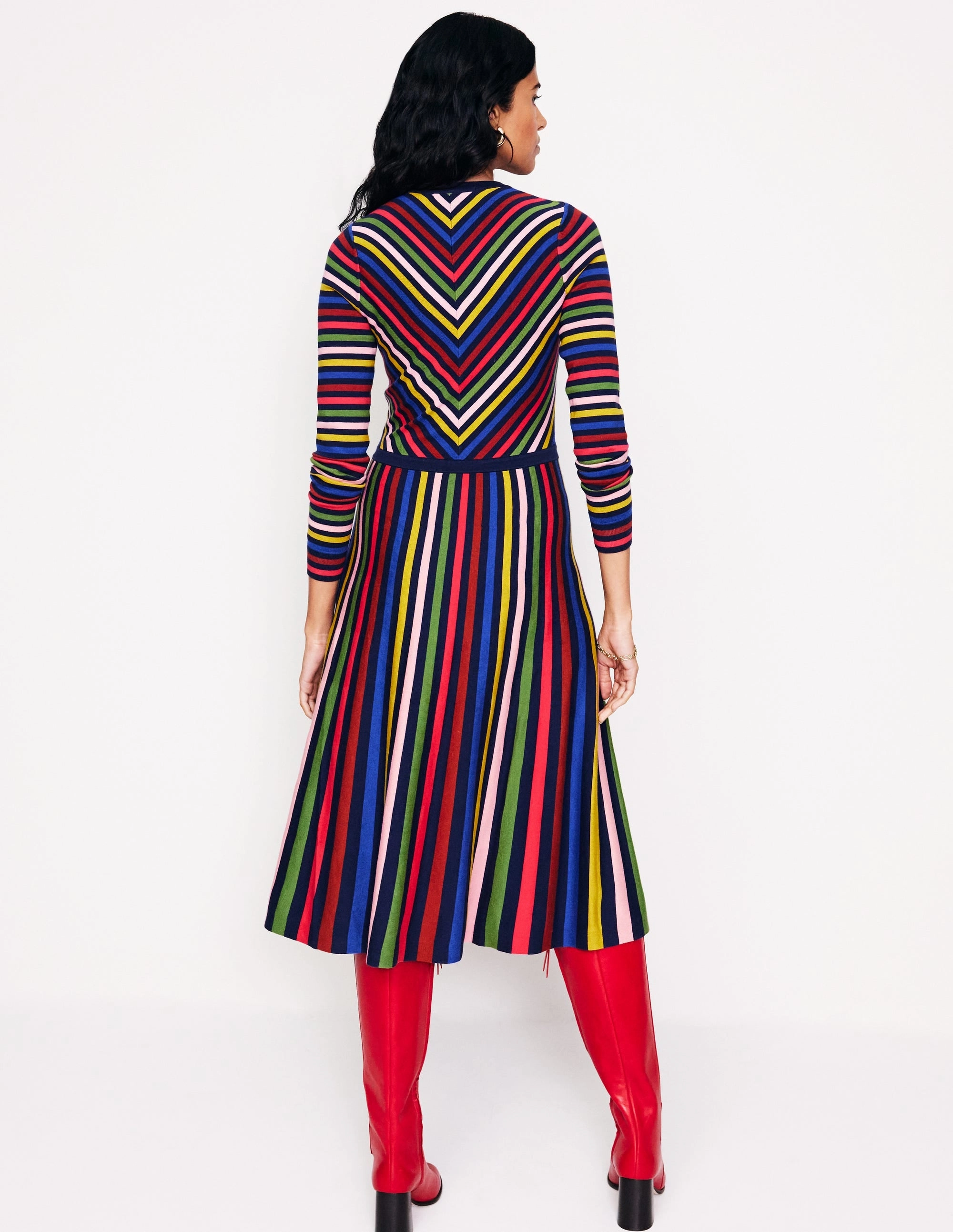 Maria Knitted Midi Dress-Multistripe Elegant Look