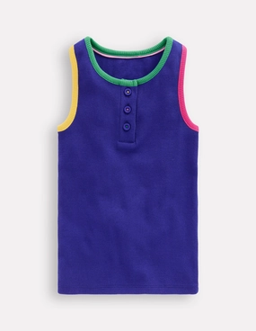 Vintage Wash Racerback Ribbed Vest-Bright Blue