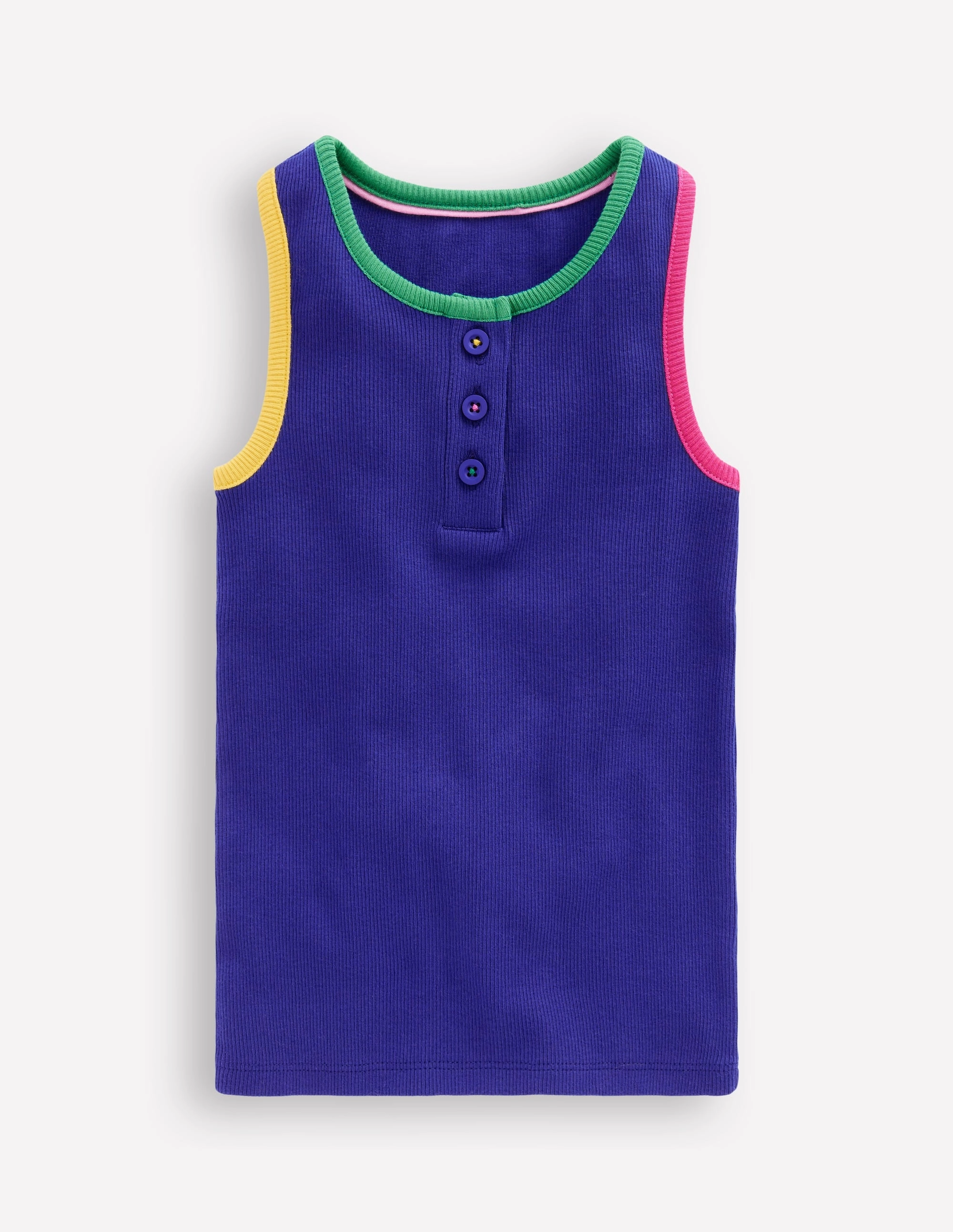 Vintage Wash Racerback Ribbed Vest-Bright Blue