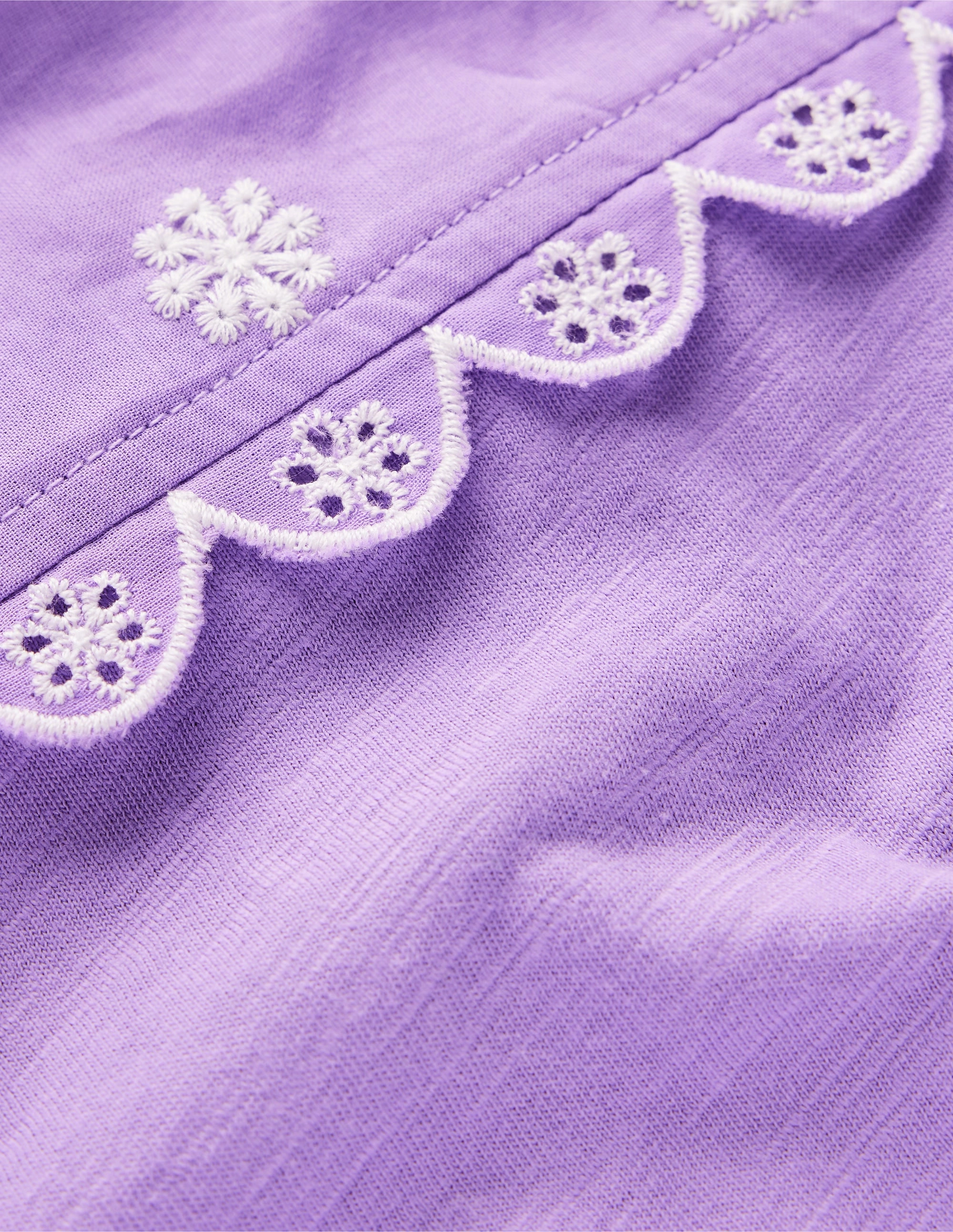 Roomy Waist Broderie Sleeve Tee-Aster Purple