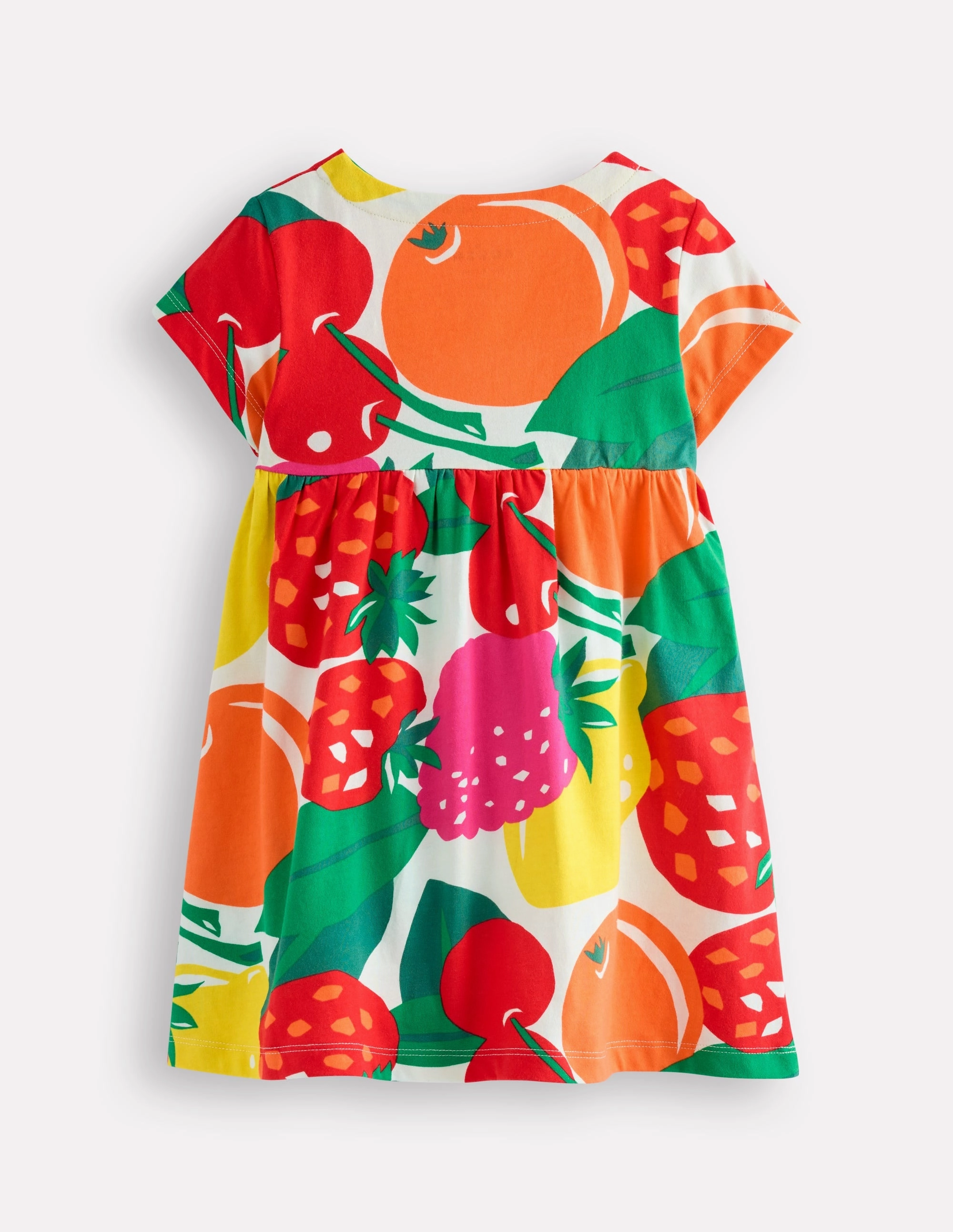 Short Sleeve Printed Tunic-Multi Giant Fruit Casual Design Fit Lightweight Fashion