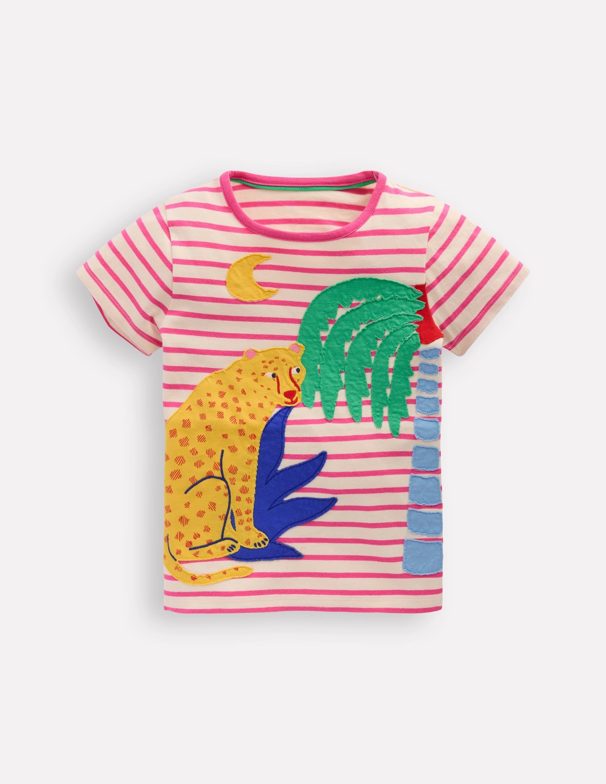 Short Sleeve Appliqu?? T-shirt-Rose Petal Pink Cheetah Sustainable production Slim fit sleekness