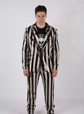 Any Old Iron Men's Stripped Sequin Suit Dapper Fit