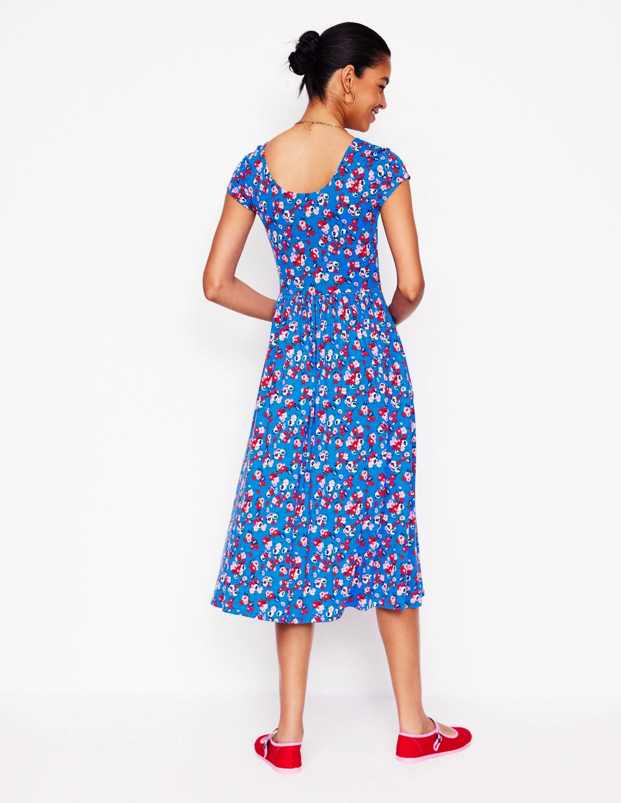 Photo Light Samantha Scoop Jersey Dress-Cerulean Blue, Painterly Posy