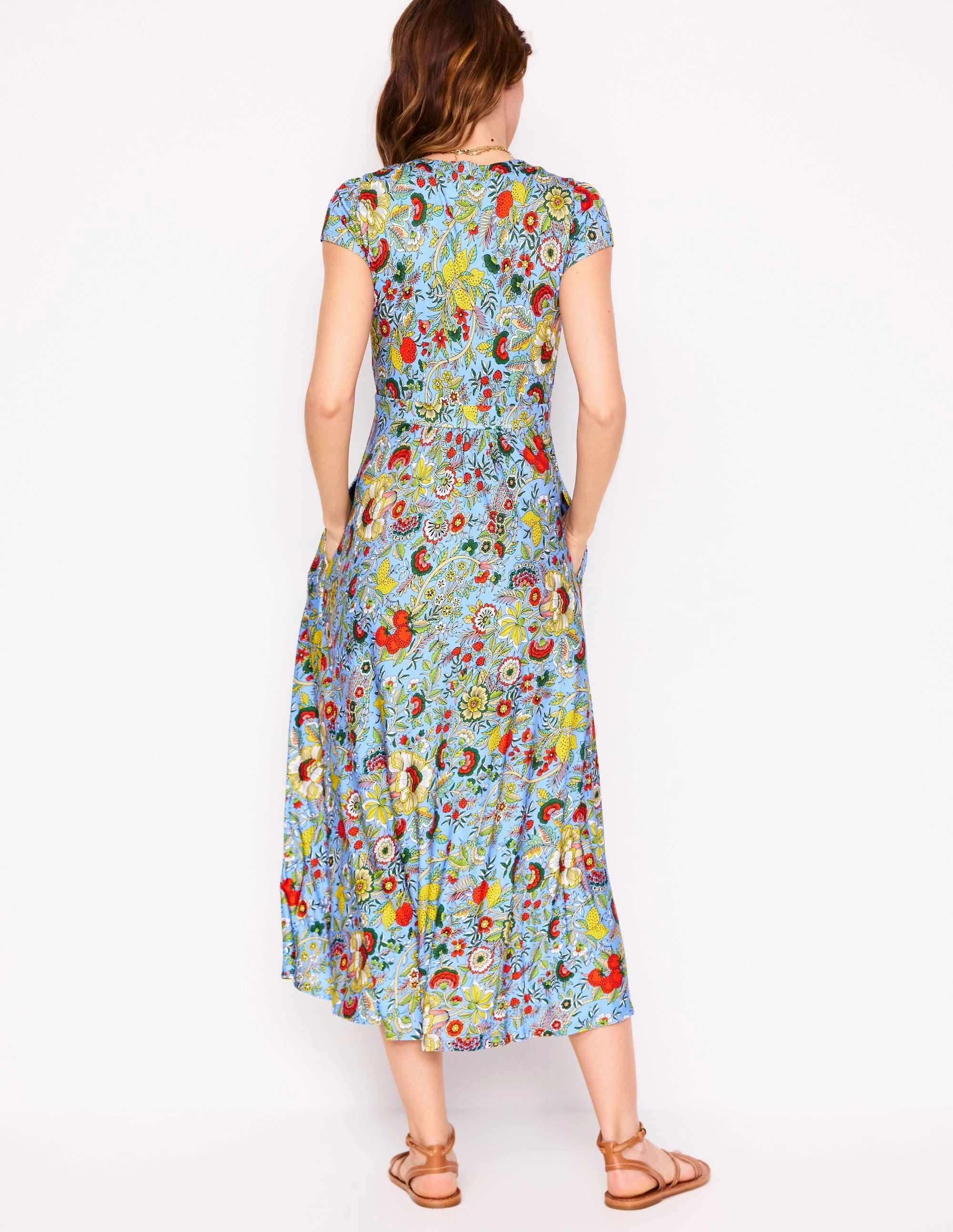 Bias Cut Jersey Midi Dress-Multi, Citrus Vine Style Upgrade