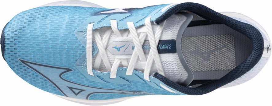 Knit Fabric Construction Mizuno Wave Rebellion Flash 2 Womens Running Shoes - Blue