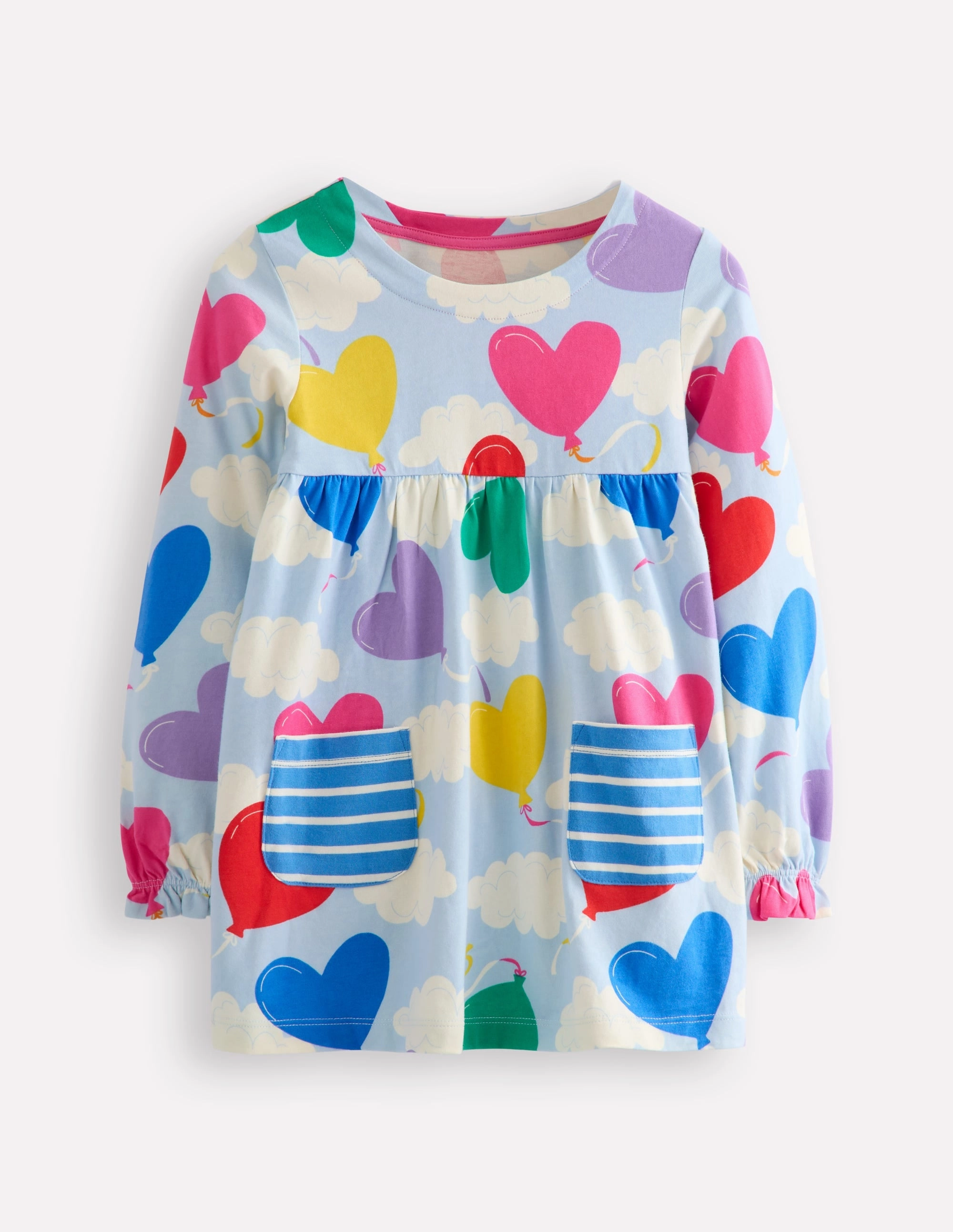Long Sleeve Printed Tunic-Misty Blue Balloon Sky Fresh Outfit Style